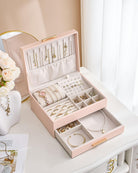 Elegant Large Capacity Jewelry Organizer Box with Multi-Layer Trays & Drawer