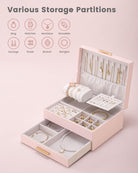 Elegant Large Capacity Jewelry Organizer Box with Multi-Layer Trays & Drawer