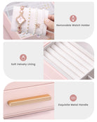 Elegant Large Capacity Jewelry Organizer Box with Multi-Layer Trays & Drawer