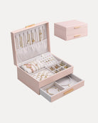 Elegant Large Capacity Jewelry Organizer Box with Multi-Layer Trays & Drawer