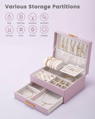 Elegant Large Capacity Jewelry Organizer Box with Multi-Layer Trays & Drawer