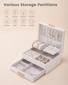 Elegant Large Capacity Jewelry Organizer Box with Multi-Layer Trays & Drawer
