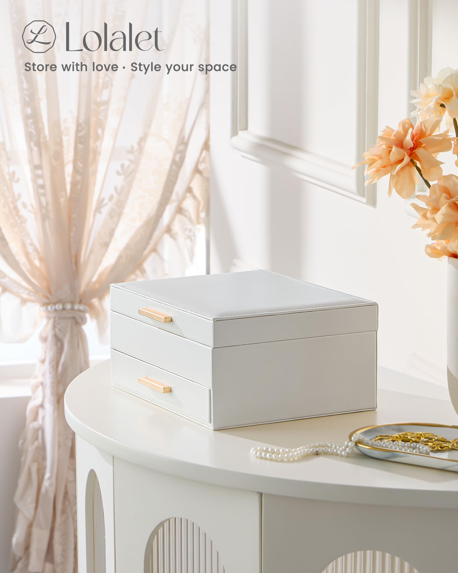 Elegant Large Capacity Jewelry Organizer Box with Multi-Layer Trays & Drawer