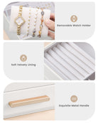 Elegant Large Capacity Jewelry Organizer Box with Multi-Layer Trays & Drawer