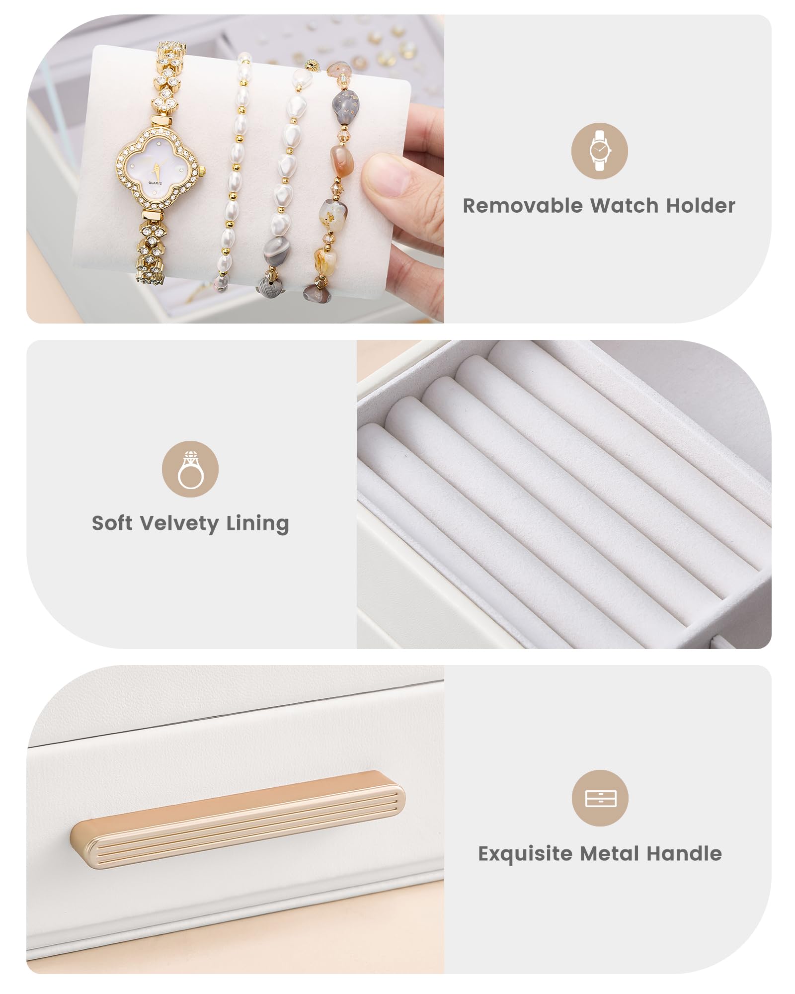 Elegant Large Capacity Jewelry Organizer Box with Multi-Layer Trays & Drawer