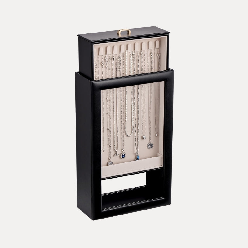 Double-Sided Hanging Necklace Organizer Box with Clear Window