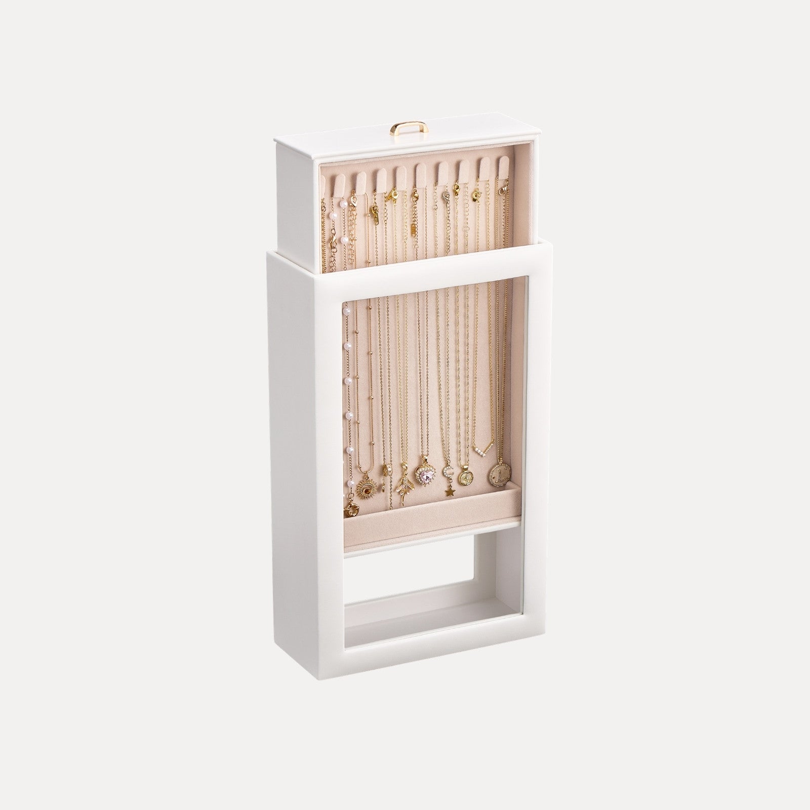 Double-Sided Hanging Necklace Organizer Box with Clear Window