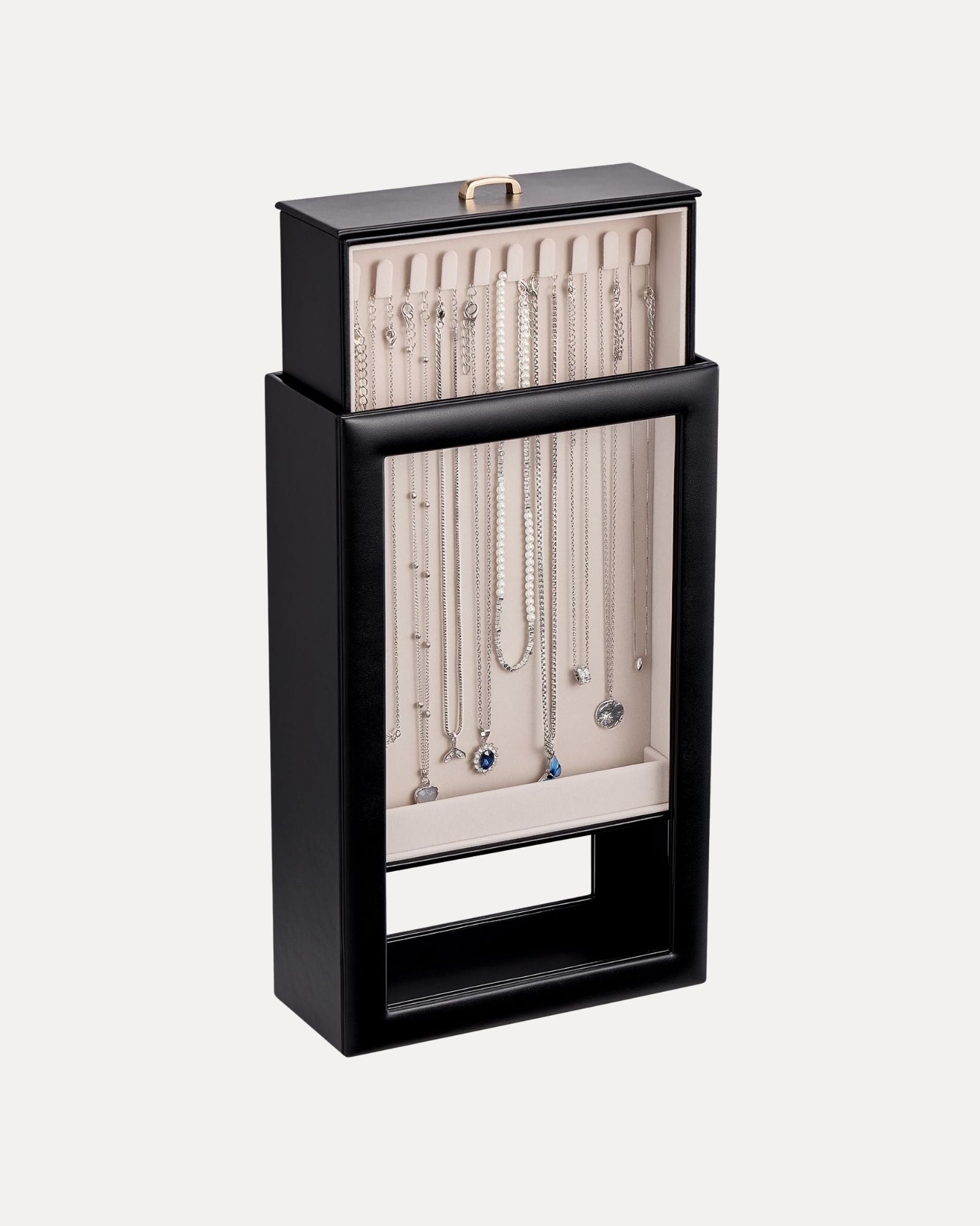 Double-Sided Hanging Necklace Organizer Box with Clear Window
