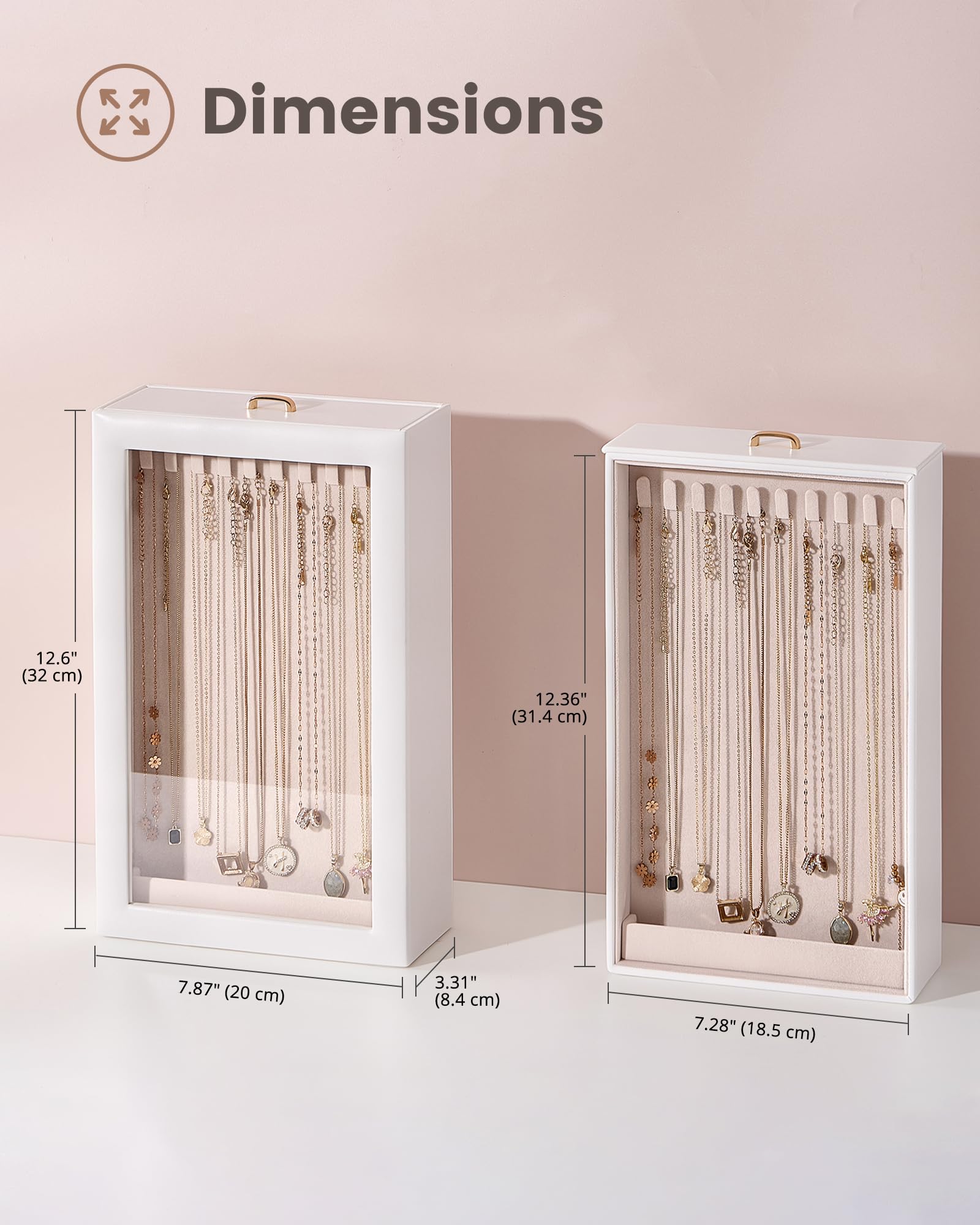 Double-Sided Hanging Necklace Organizer Box with Clear Window