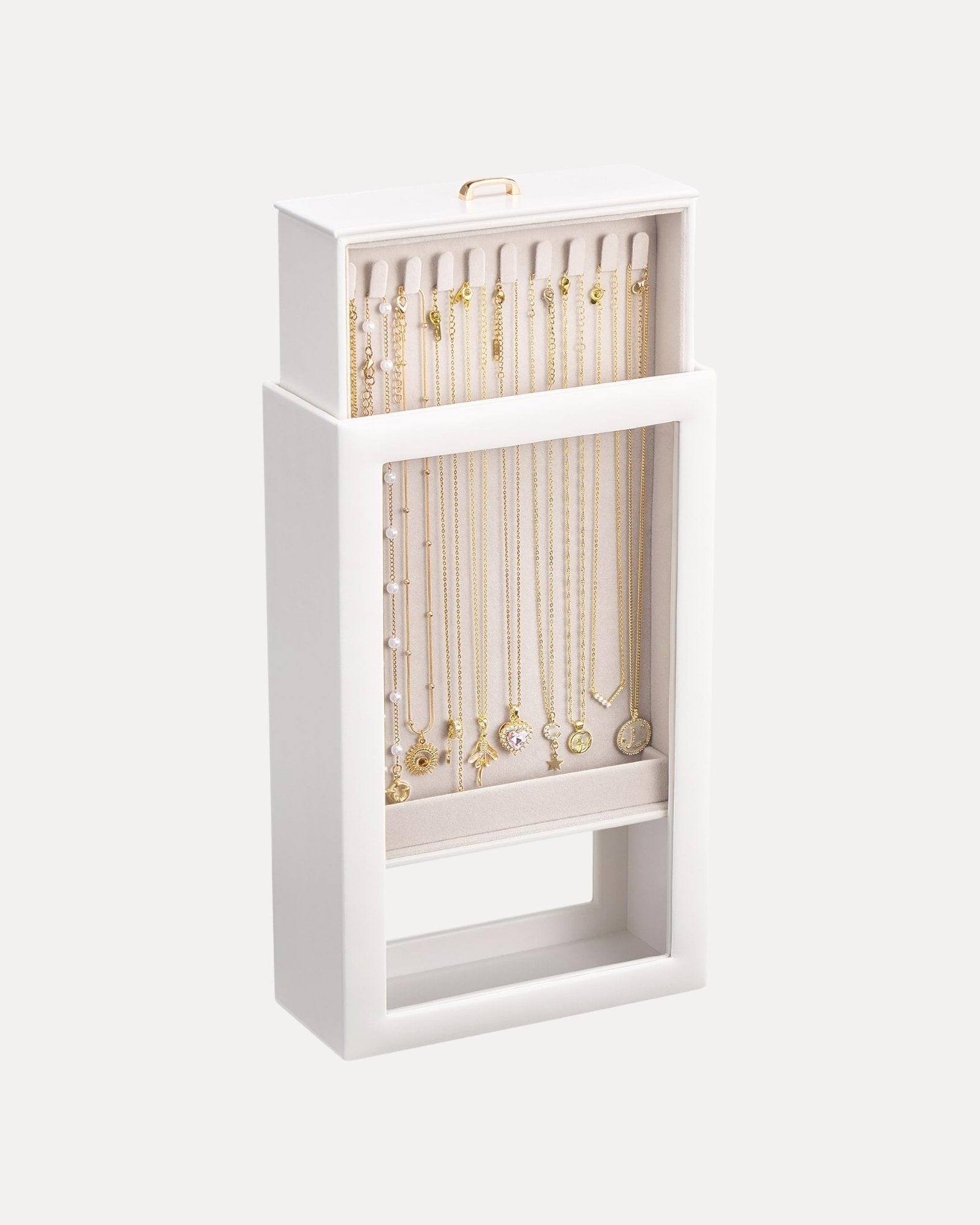 Double-Sided Hanging Necklace Organizer Box with Clear Window