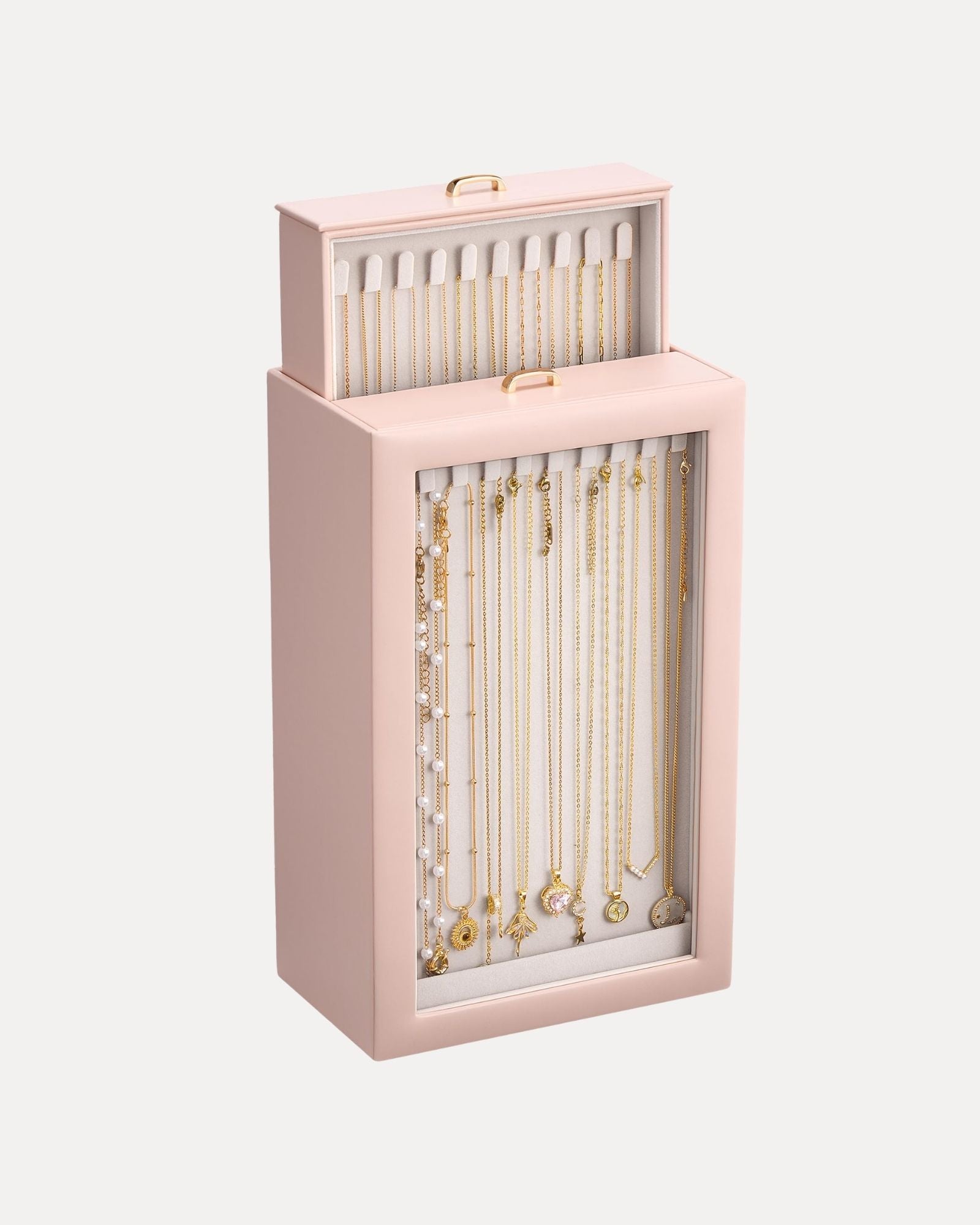 Double-Sided Hanging Necklace Organizer Box with Clear Window