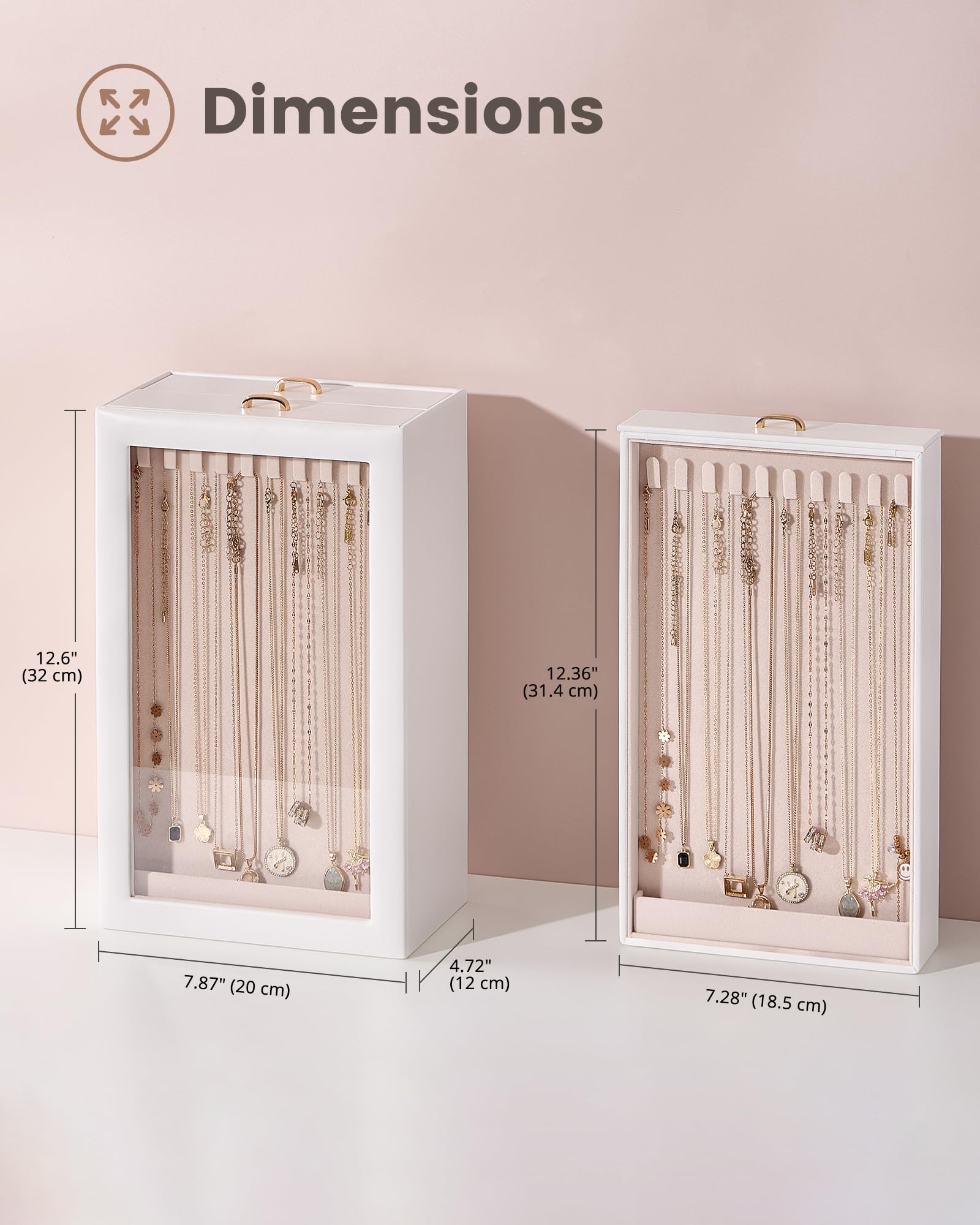 Double-Sided Hanging Necklace Organizer Box with Clear Window