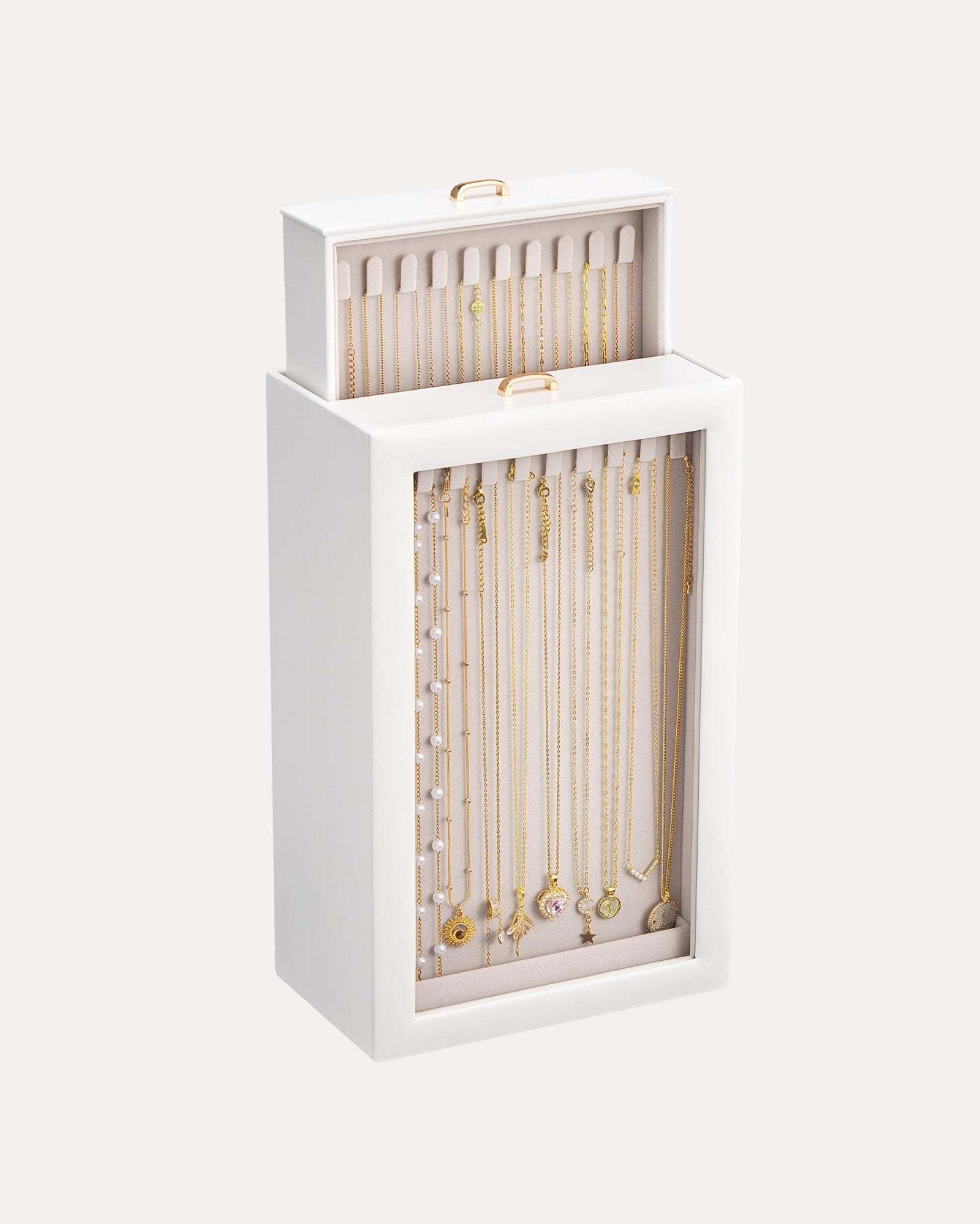 Double-Sided Hanging Necklace Organizer Box with Clear Window