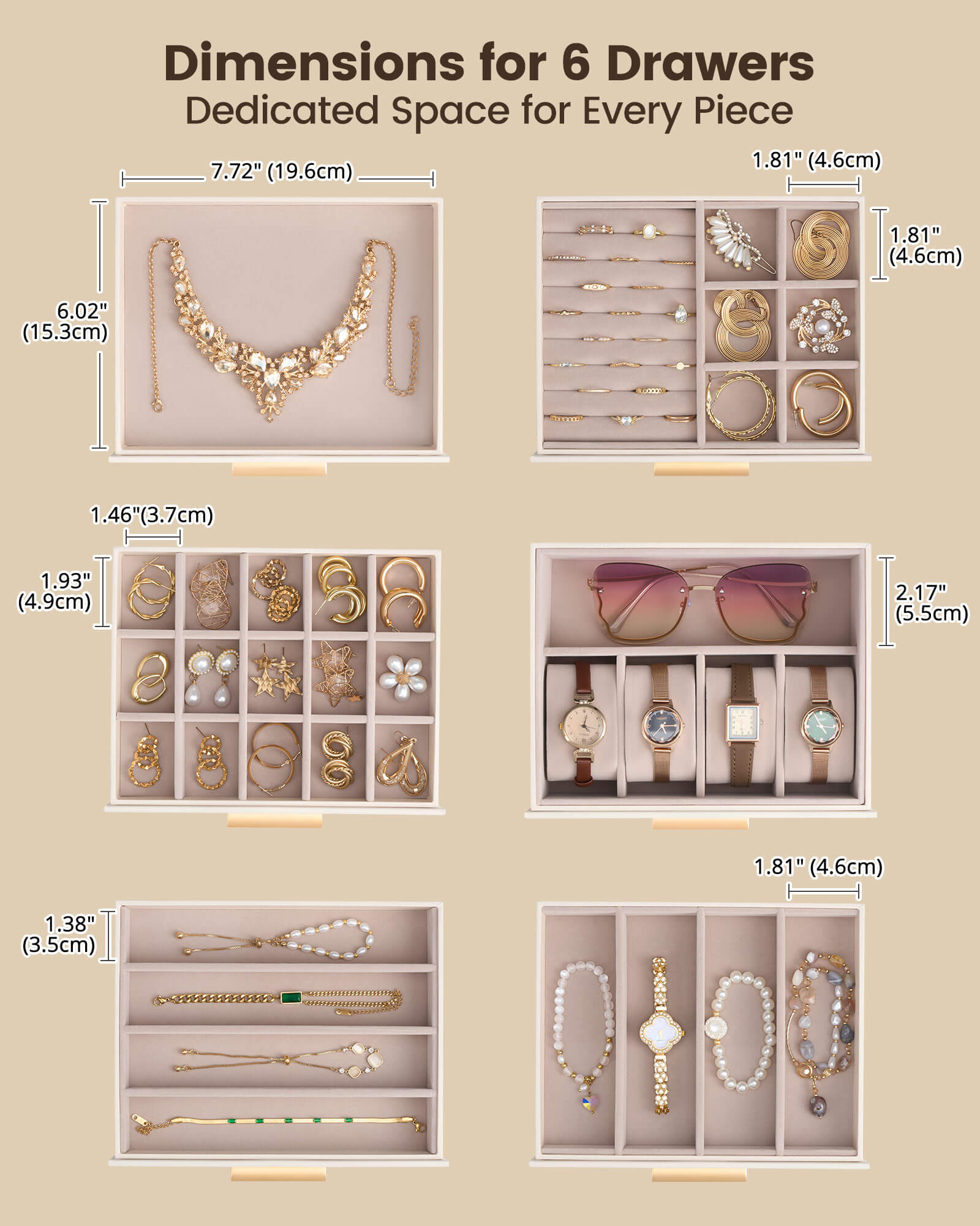 Luxury Large Capacity Jewelry Organizer Box with Mirror & Multi-Layer Drawers