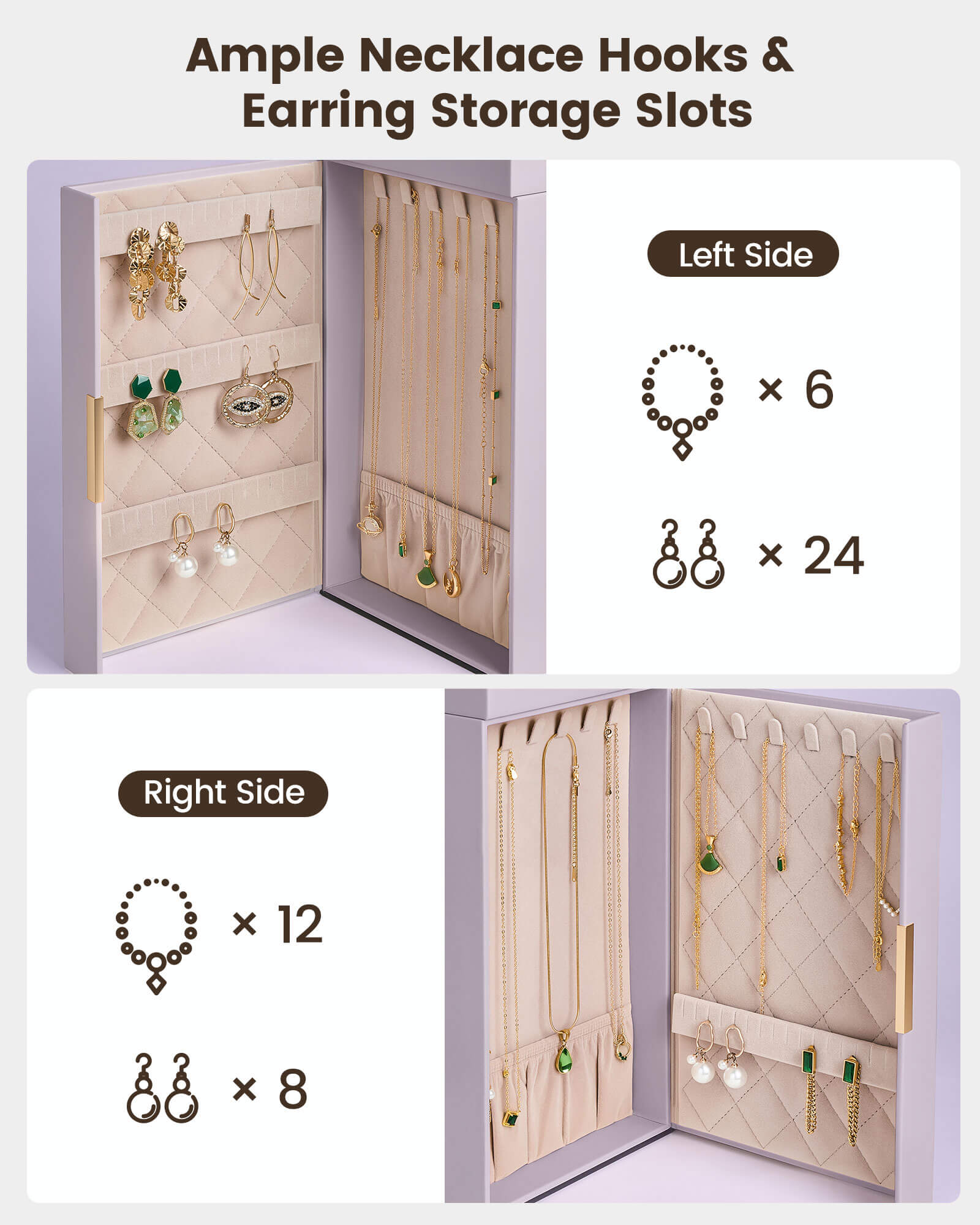 Luxury Large Capacity Jewelry Organizer Box with Mirror & Multi-Layer Drawers