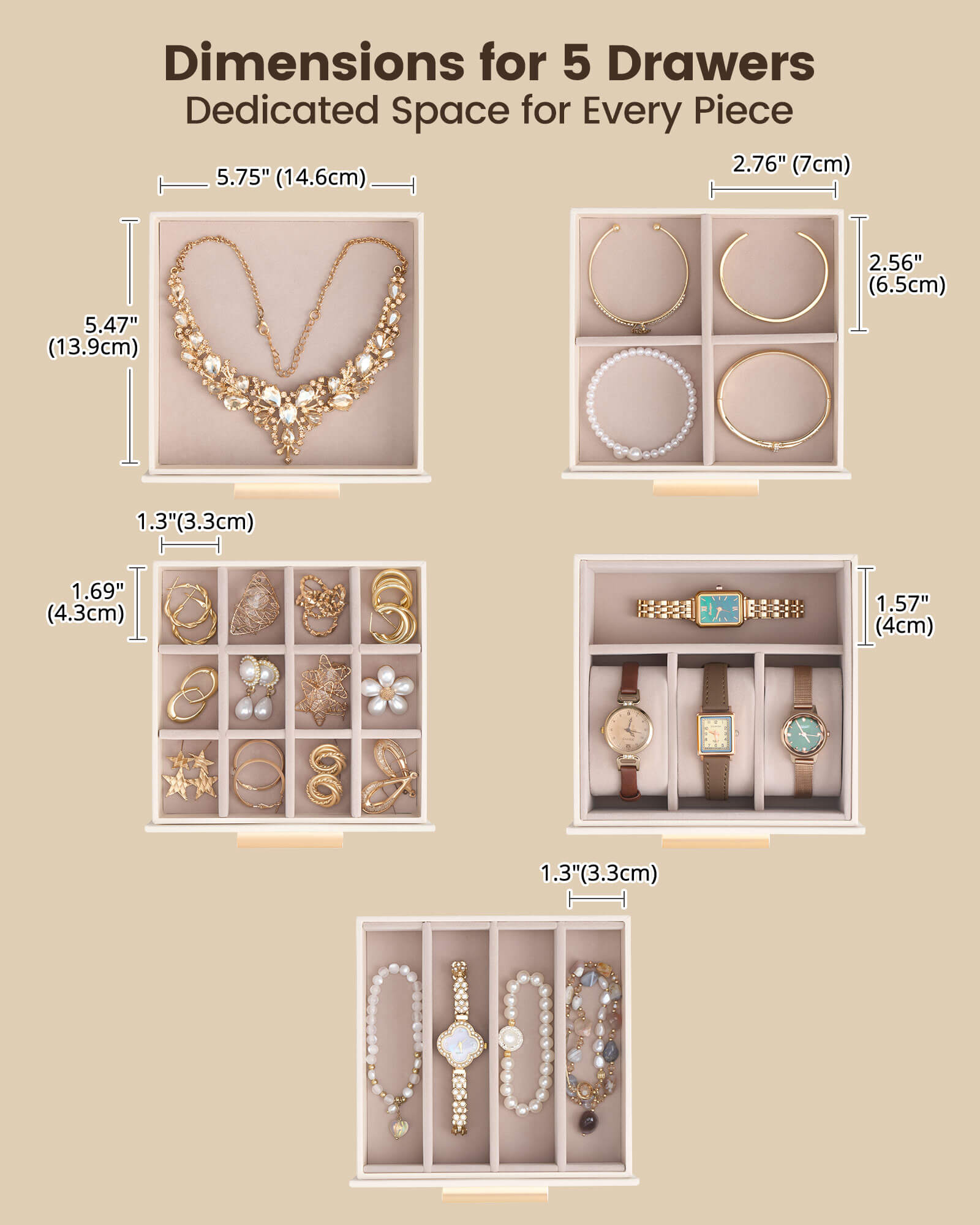 Luxury Large Capacity Jewelry Organizer Box with Mirror & Multi-Layer Drawers