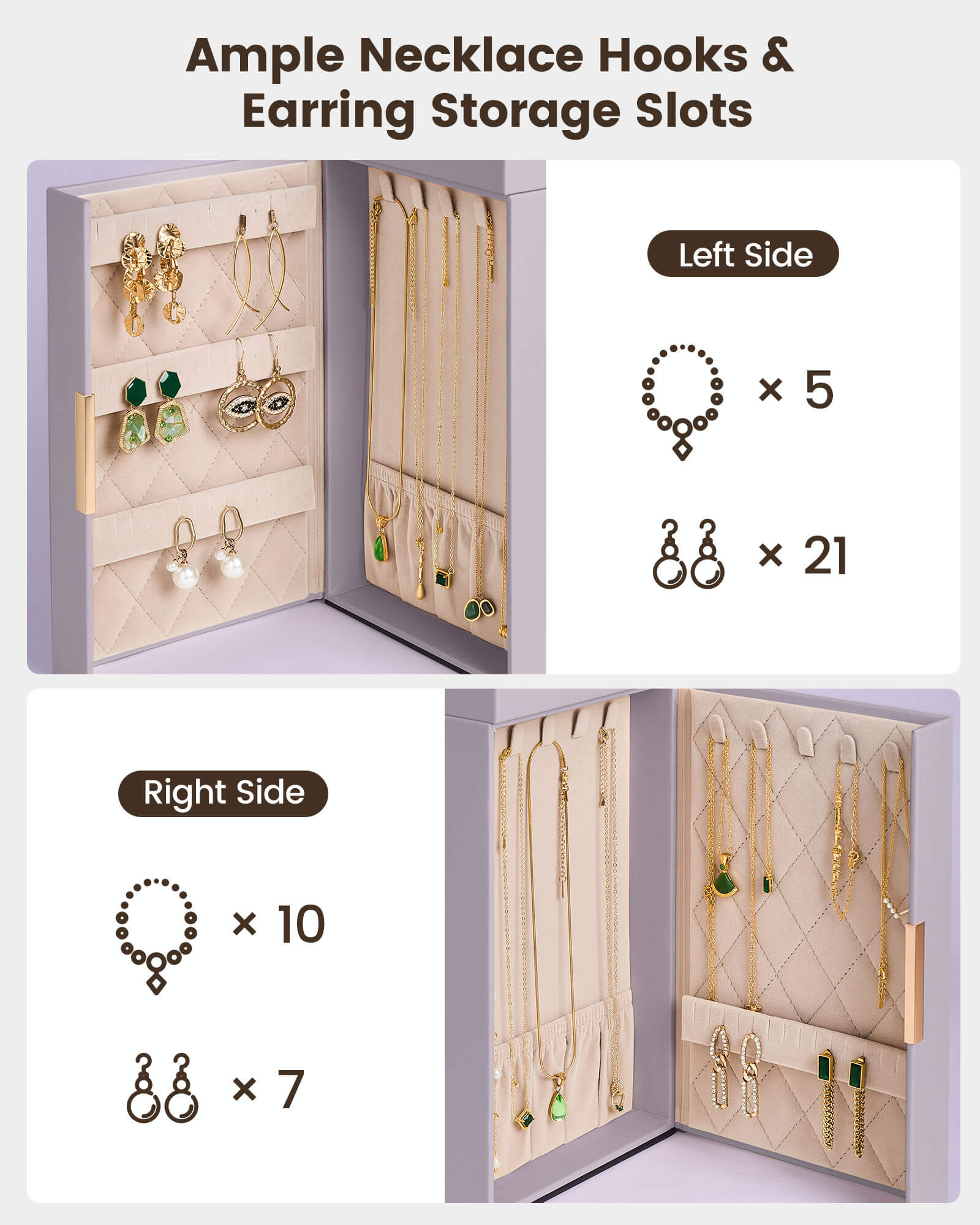 Luxury Large Capacity Jewelry Organizer Box with Mirror & Multi-Layer Drawers