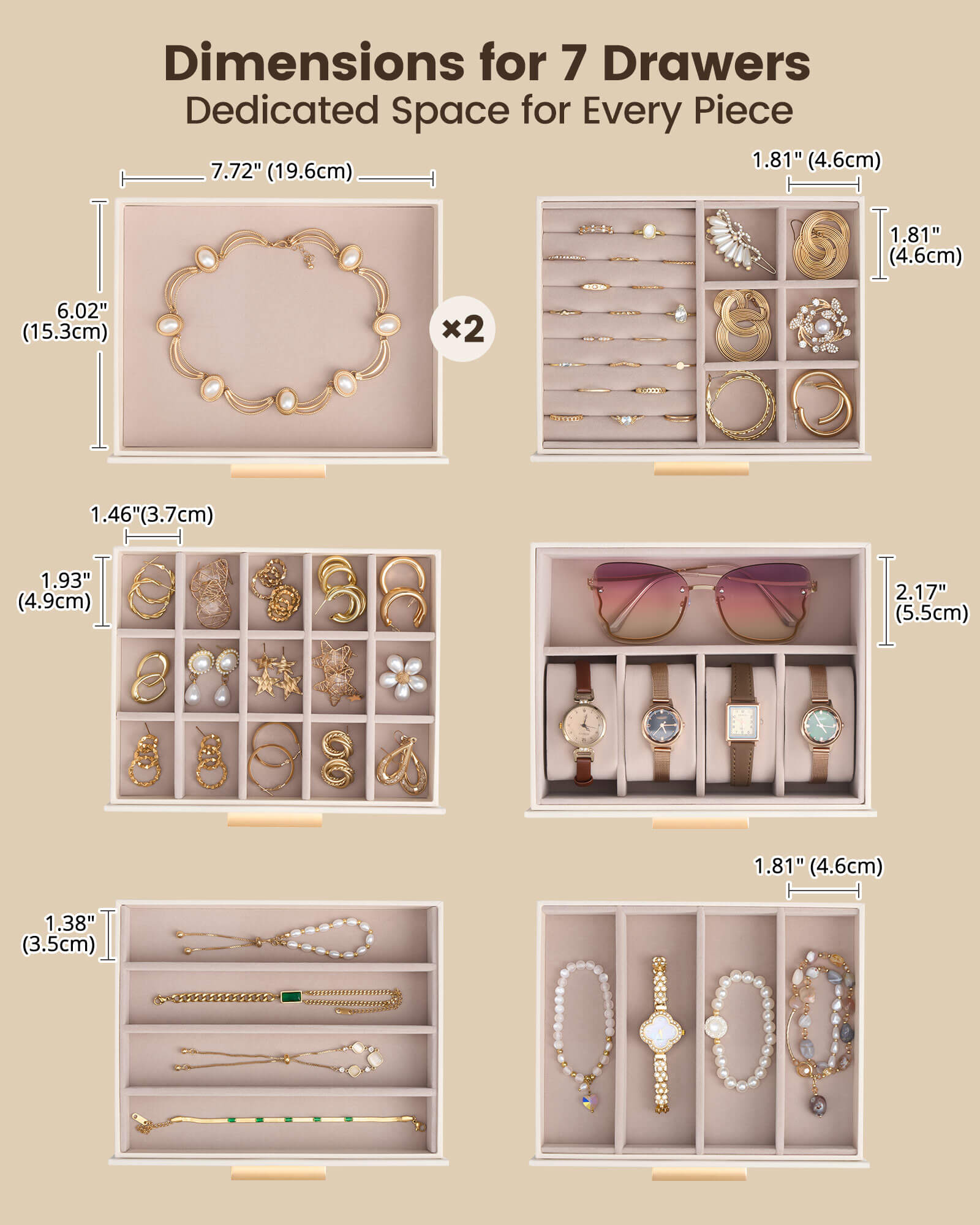 Luxury Large Capacity Jewelry Organizer Box with Mirror & Multi-Layer Drawers