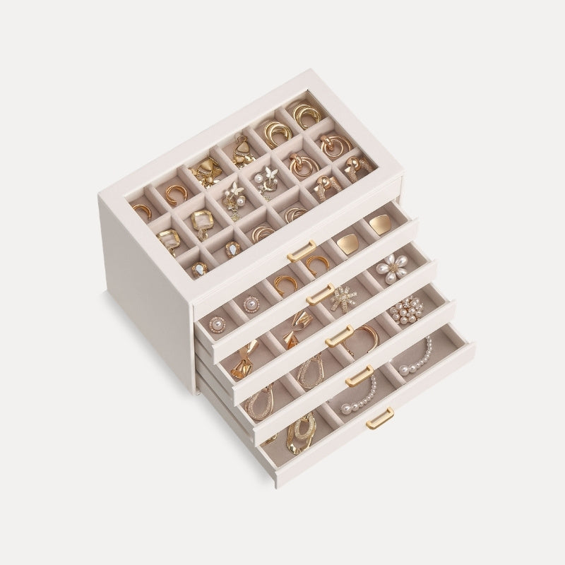 Aesthetic Jewelry Box Organizers and Storage for Rings & Earrings with Clear Lid