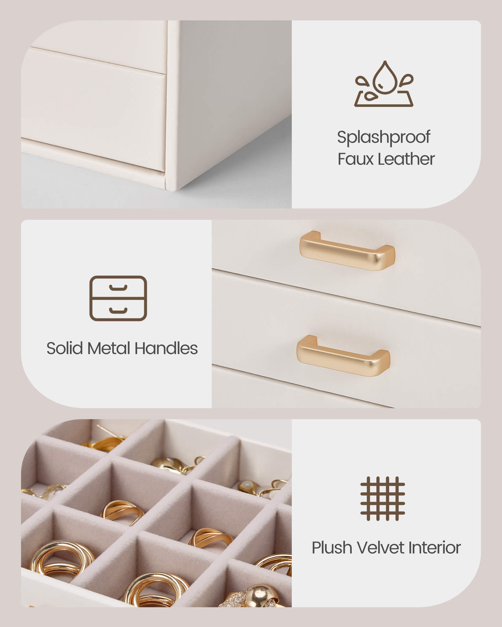 Aesthetic Jewelry Box Organizers and Storage for Rings & Earrings with Clear Lid