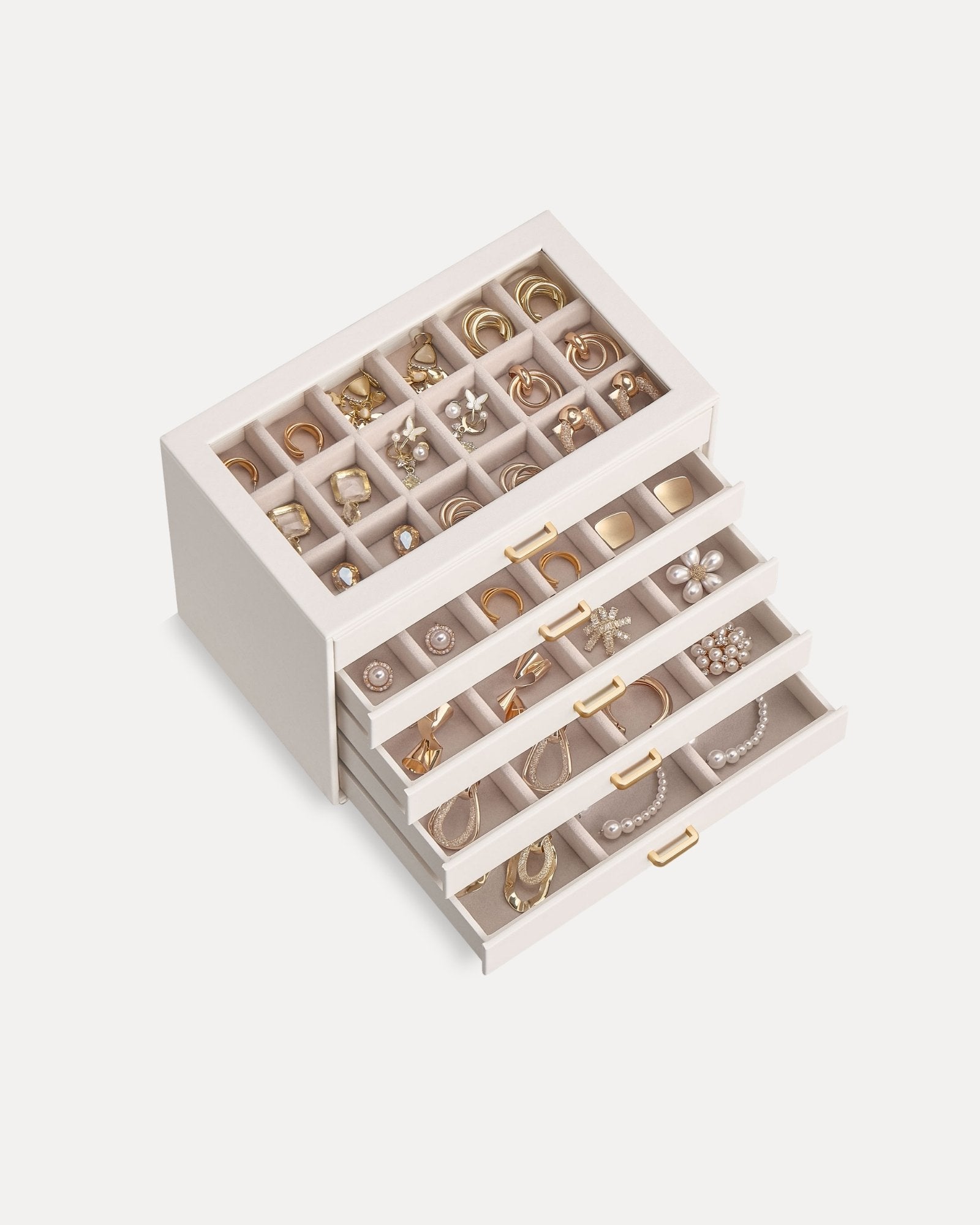 Aesthetic Jewelry Box Organizers and Storage for Rings & Earrings with Clear Lid