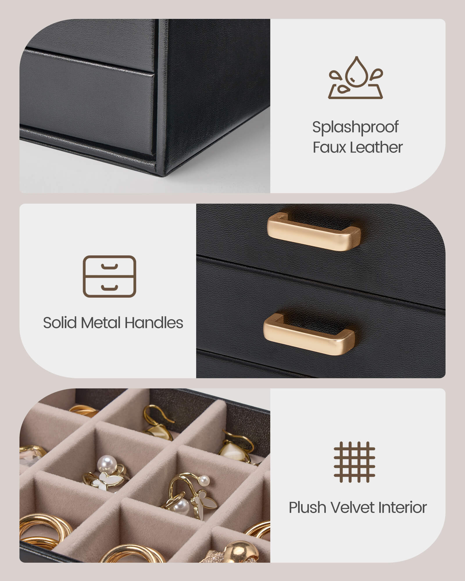 Aesthetic Jewelry Box Organizers and Storage for Rings & Earrings with Clear Lid