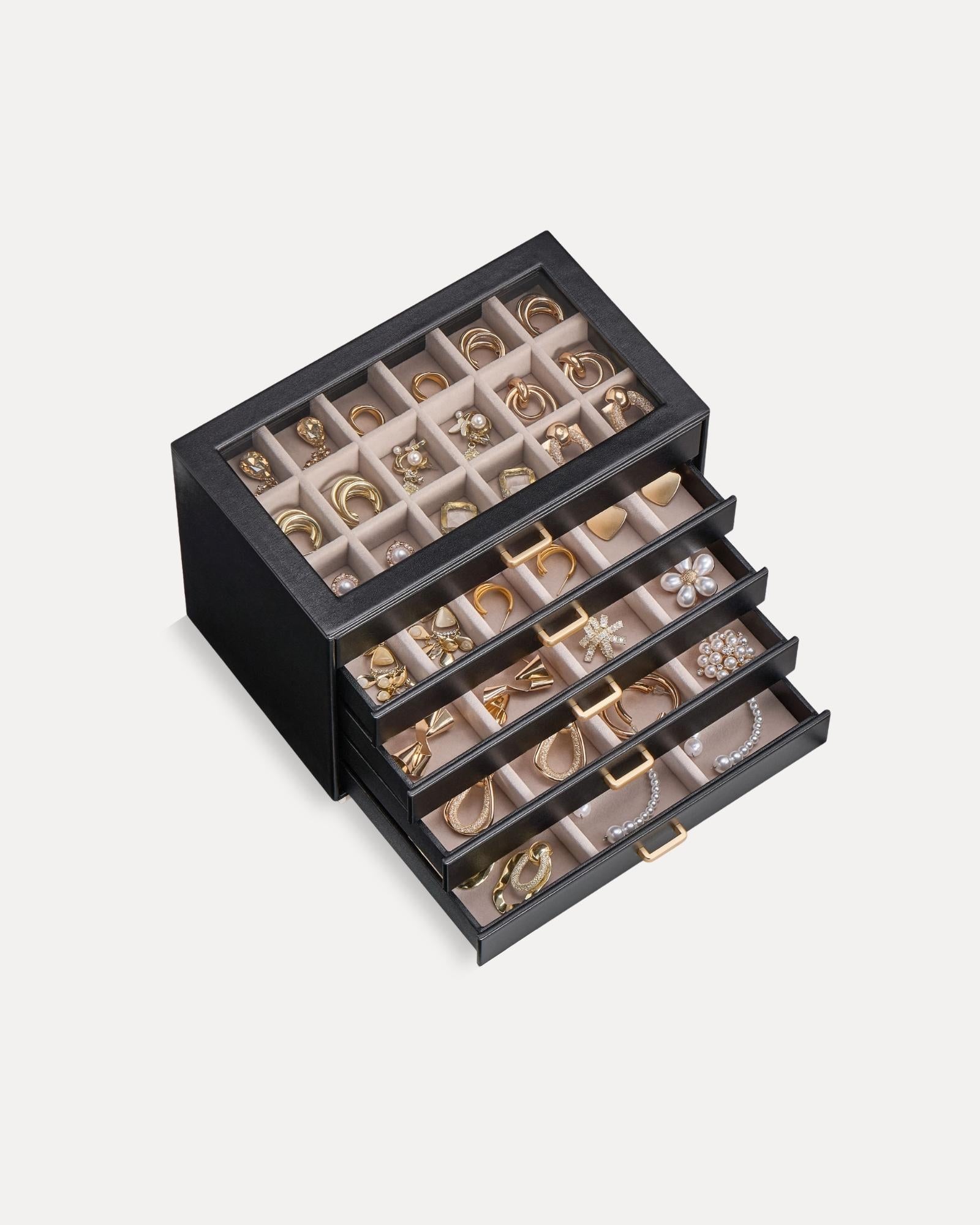 Aesthetic Jewelry Box Organizers and Storage for Rings & Earrings with Clear Lid