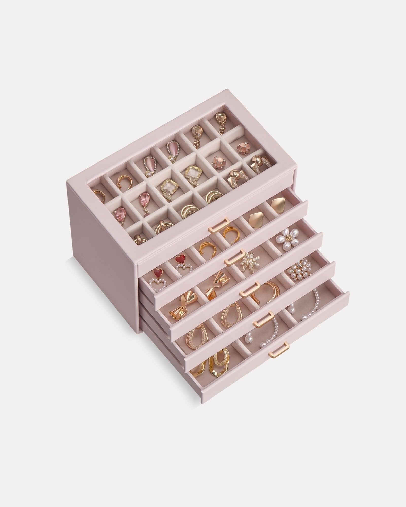 Aesthetic Jewelry Box Organizers and Storage for Rings & Earrings with Clear Lid
