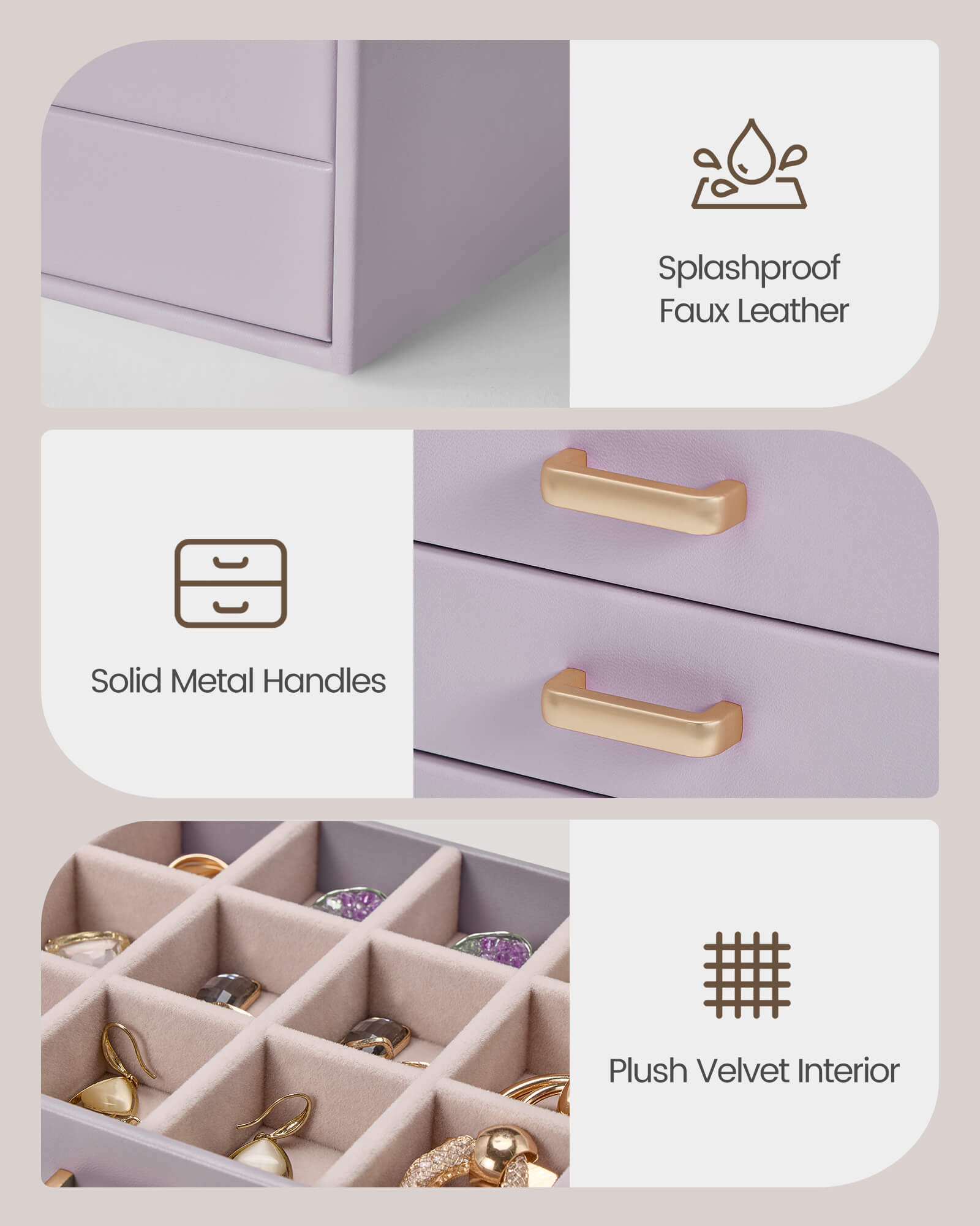Aesthetic Jewelry Box Organizers and Storage for Rings & Earrings with Clear Lid