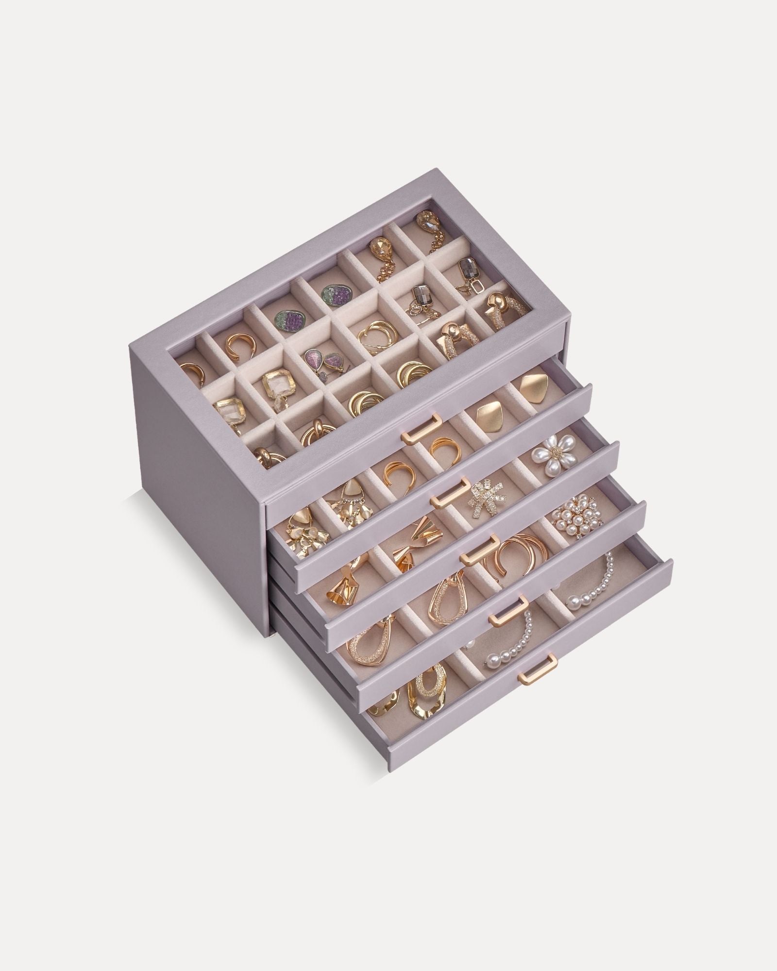 Aesthetic Jewelry Box Organizers and Storage for Rings & Earrings with Clear Lid