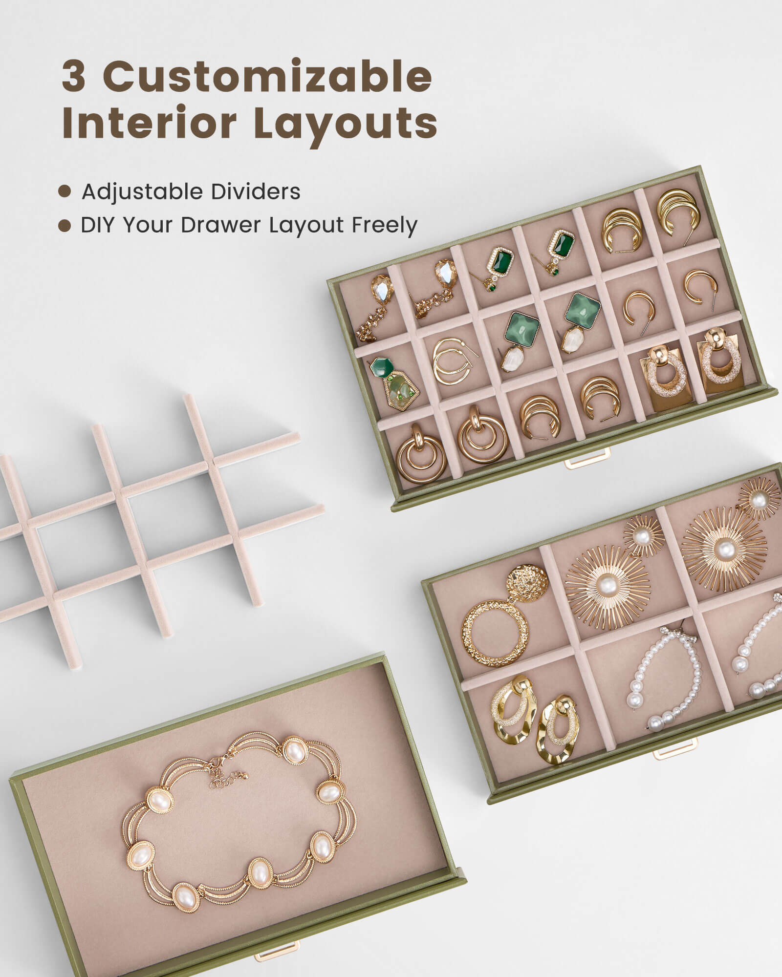Aesthetic Jewelry Box Organizers and Storage for Rings & Earrings with Clear Lid