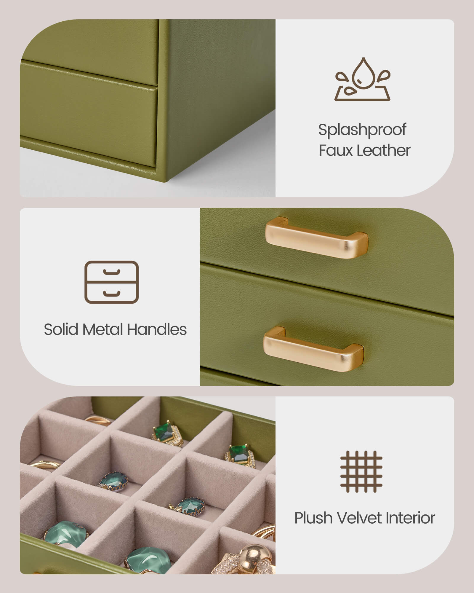 Aesthetic Jewelry Box Organizers and Storage for Rings & Earrings with Clear Lid