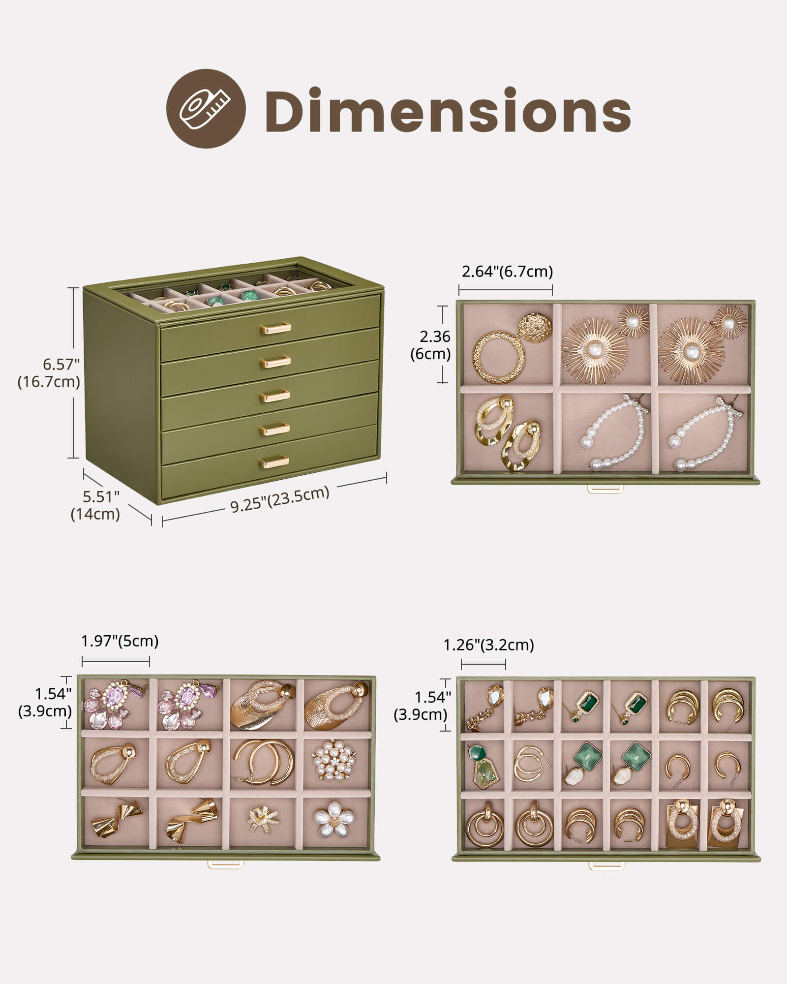 Aesthetic Jewelry Box Organizers and Storage for Rings & Earrings with Clear Lid