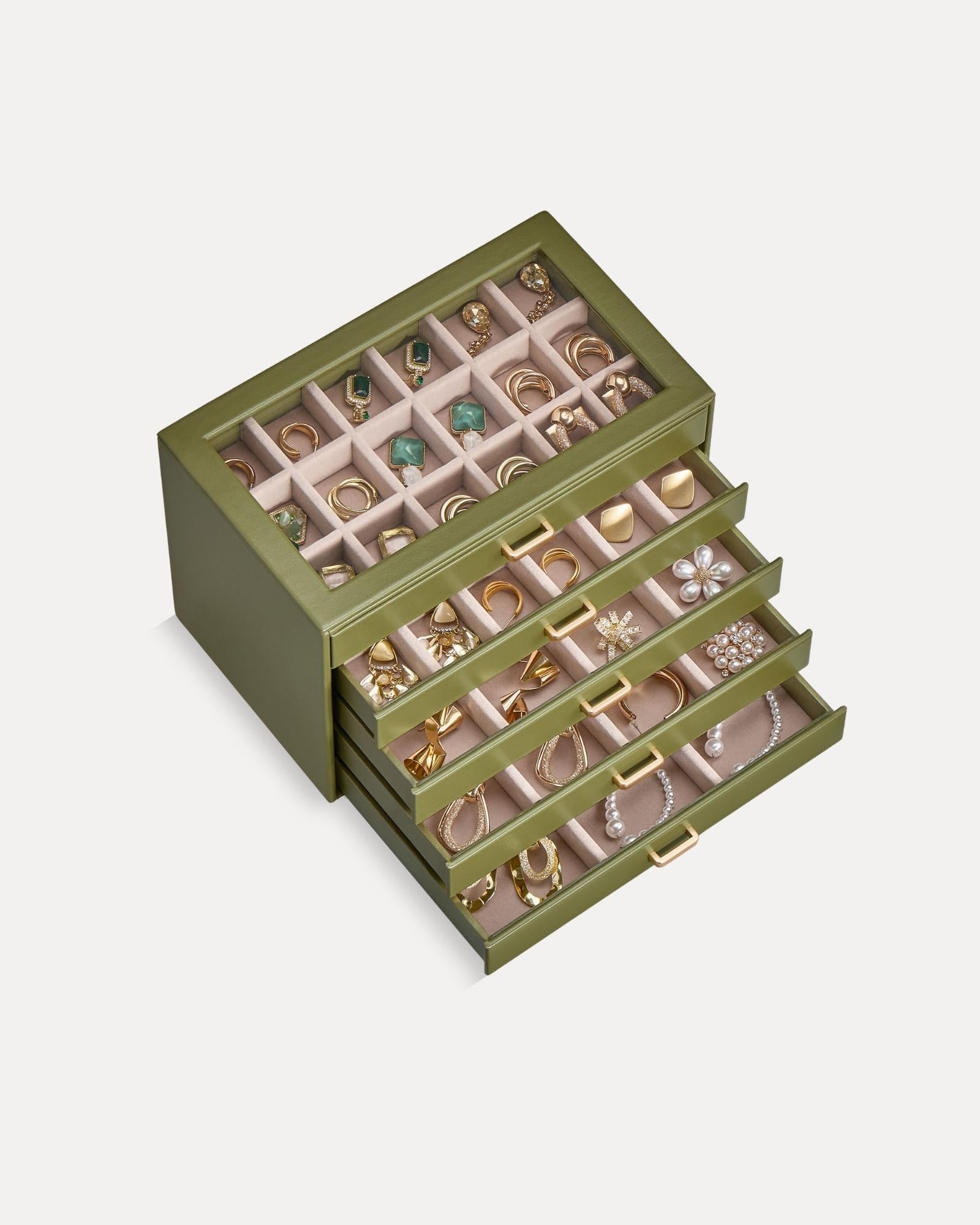 Aesthetic Jewelry Box Organizers and Storage for Rings & Earrings with Clear Lid