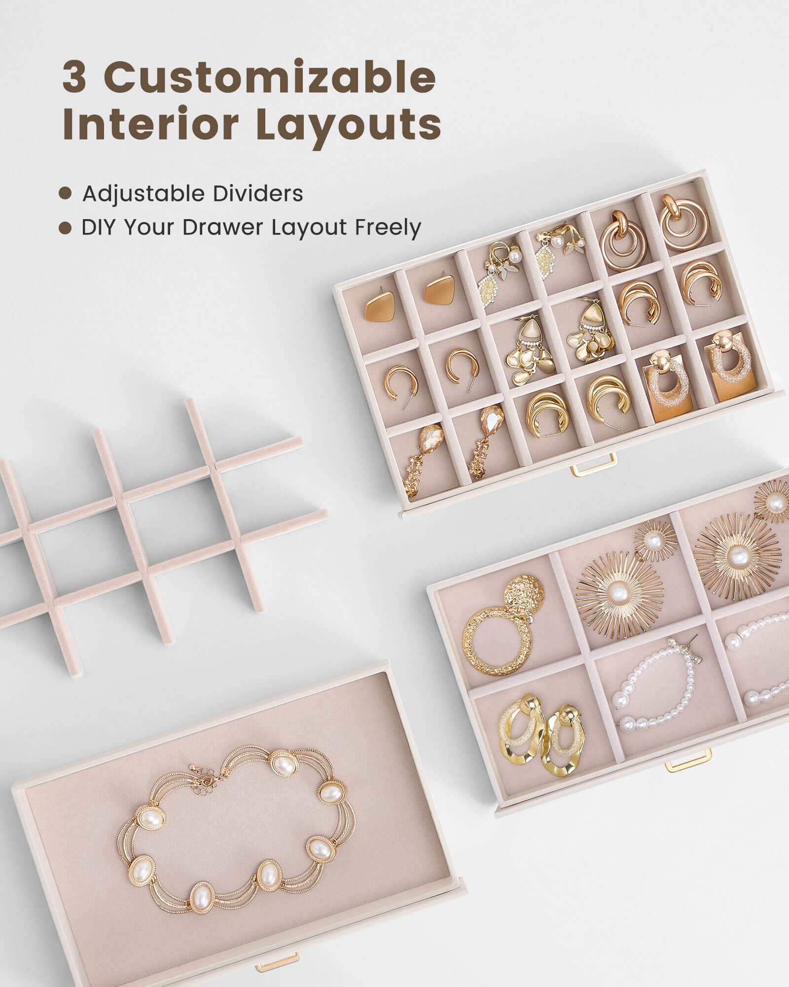 Aesthetic Jewelry Box Organizers and Storage for Rings & Earrings with Clear Lid