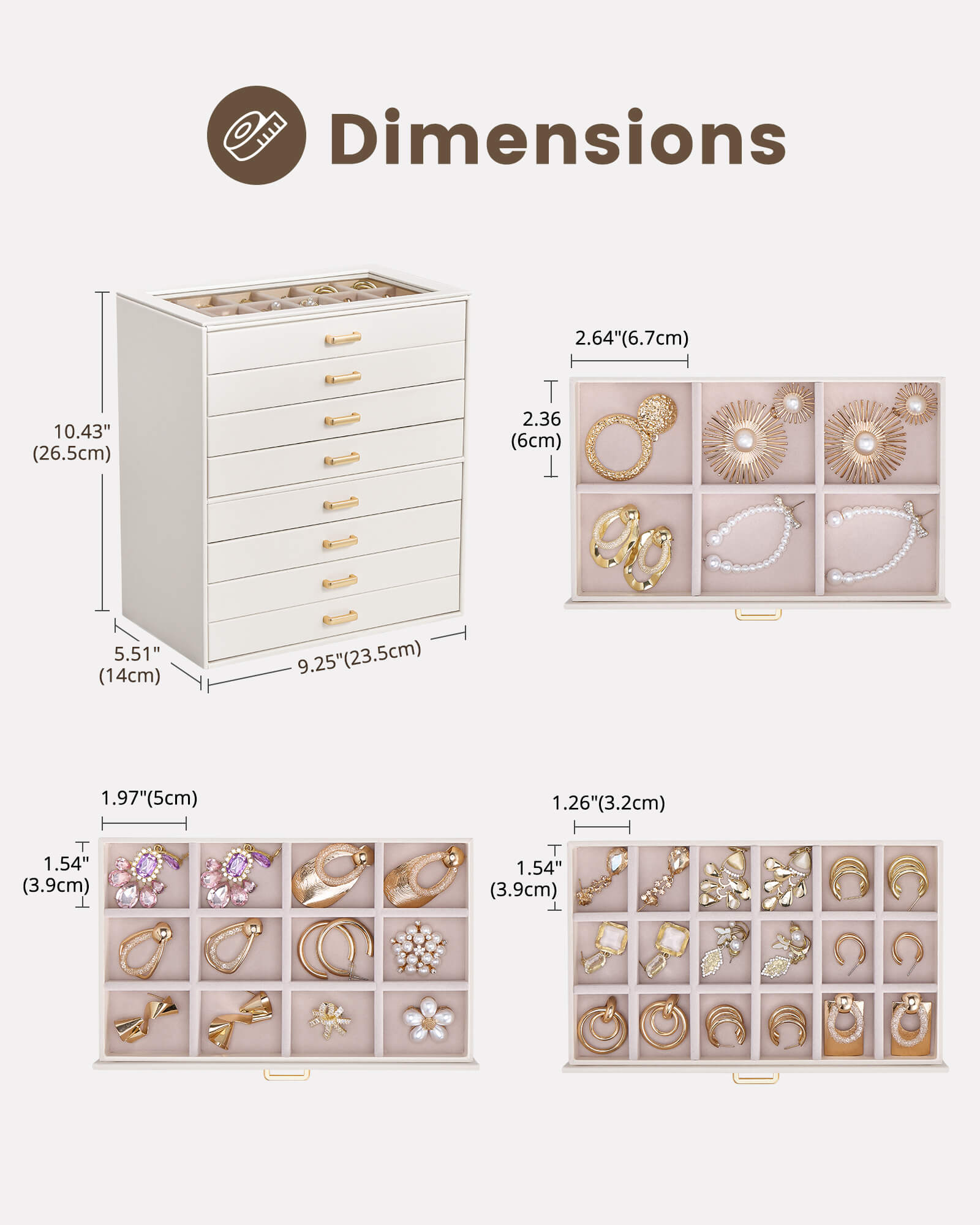 Aesthetic Jewelry Box Organizers and Storage for Rings & Earrings with Clear Lid