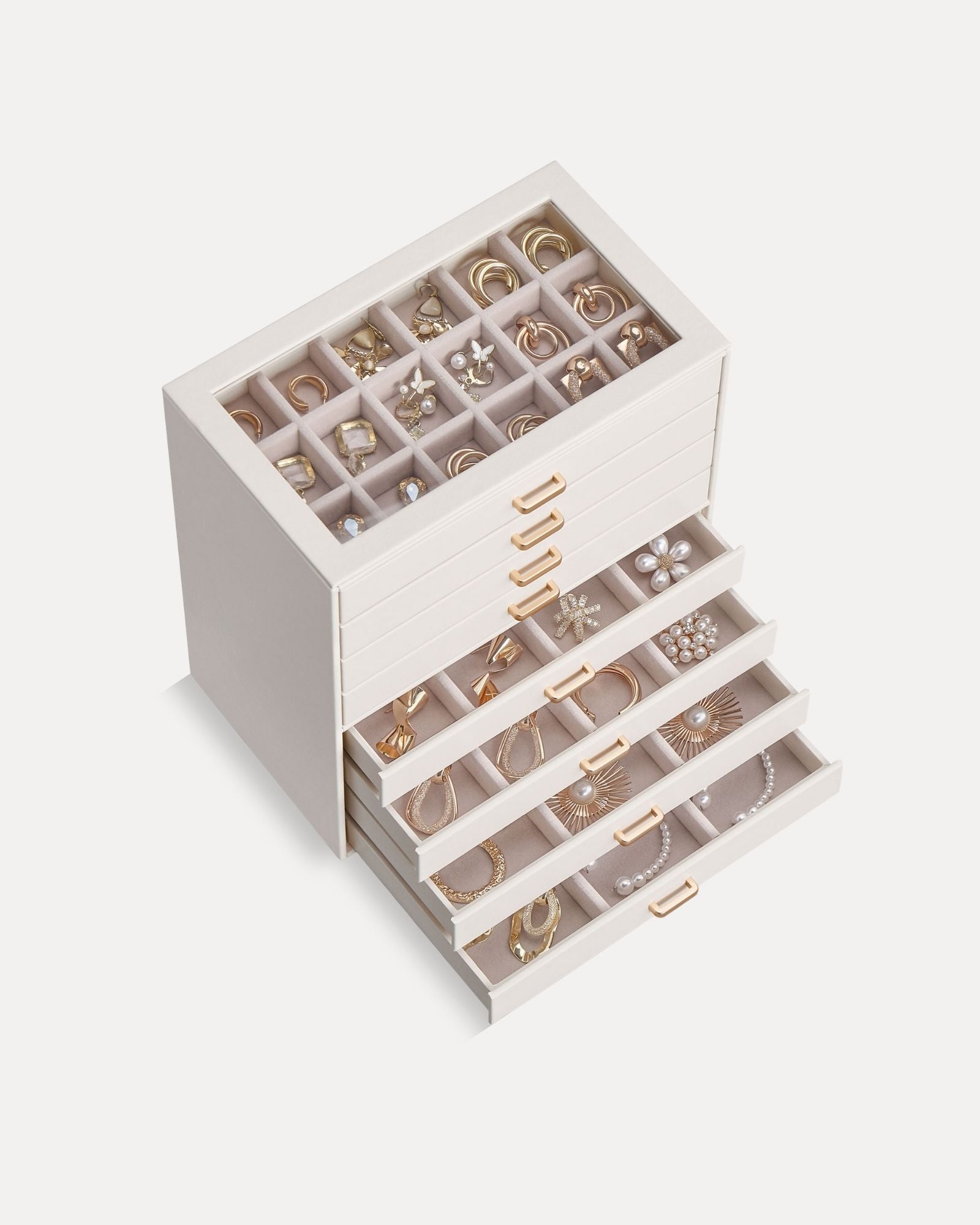 Aesthetic Jewelry Box Organizers and Storage for Rings & Earrings with Clear Lid