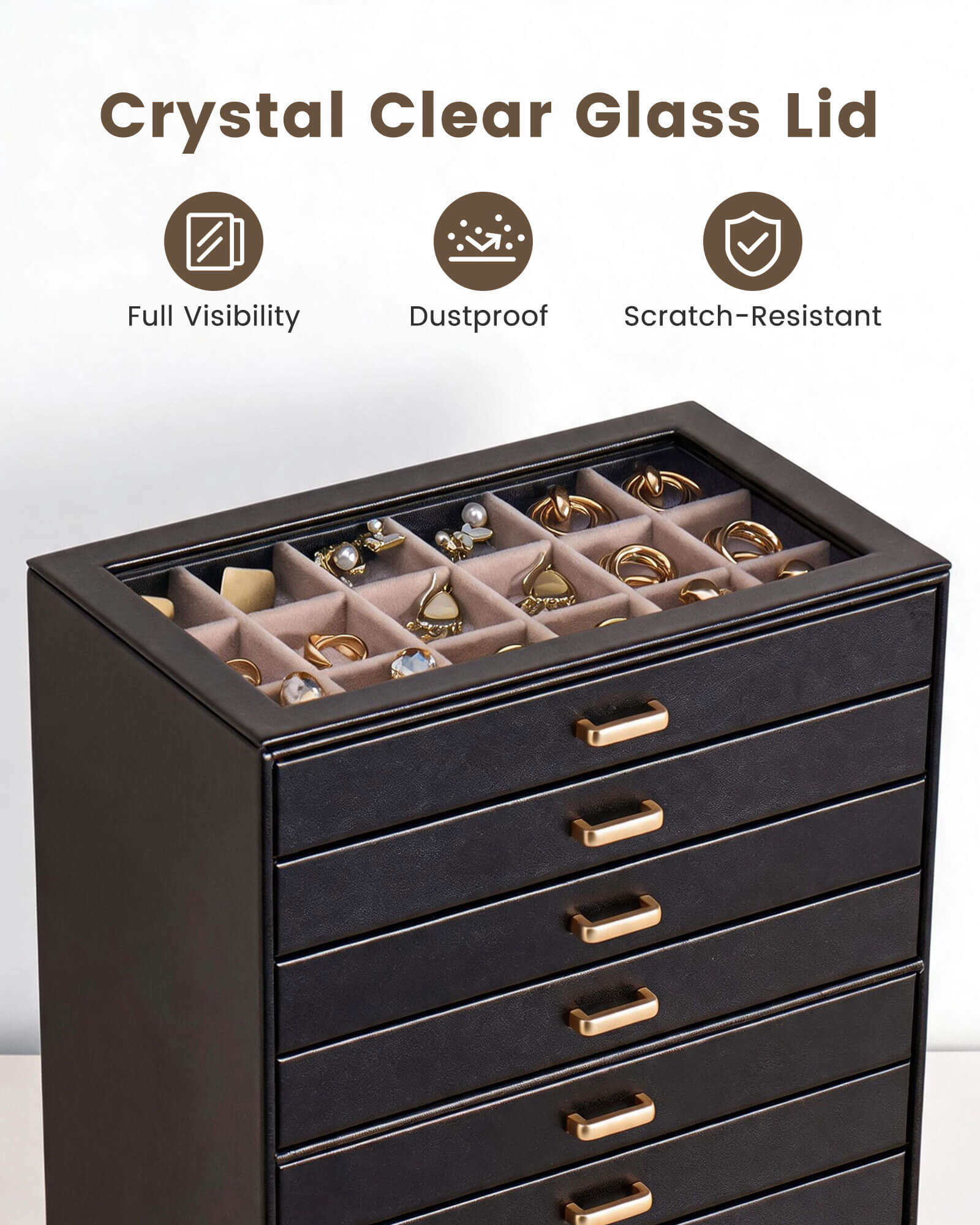 Aesthetic Jewelry Box Organizers and Storage for Rings & Earrings with Clear Lid