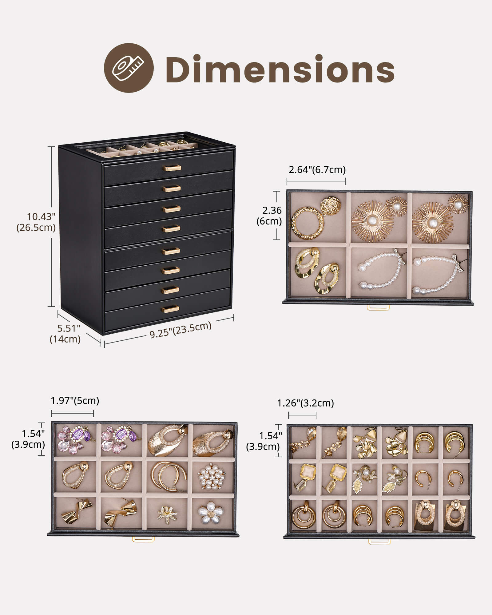 Aesthetic Jewelry Box Organizers and Storage for Rings & Earrings with Clear Lid