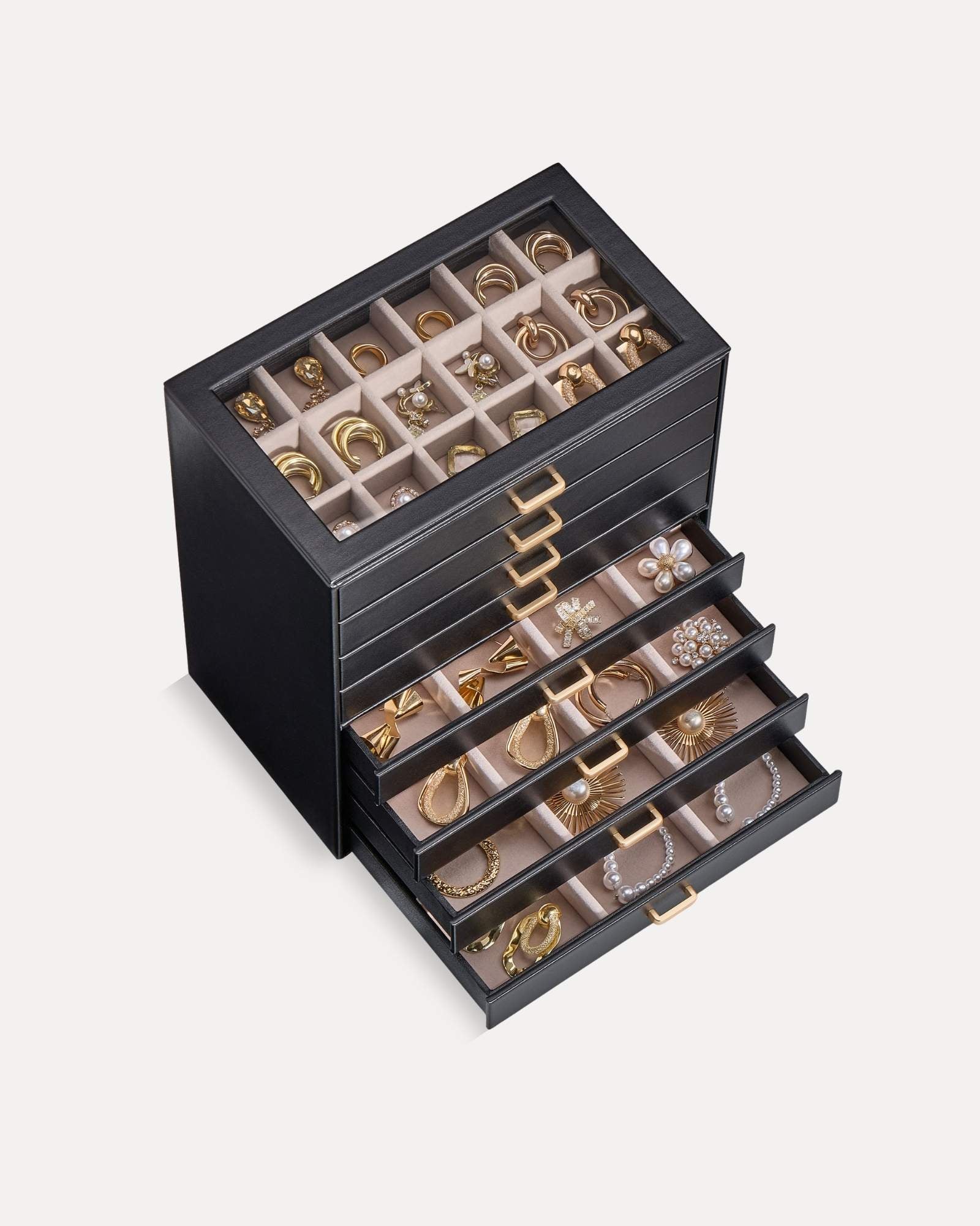 Aesthetic Jewelry Box Organizers and Storage for Rings & Earrings with Clear Lid