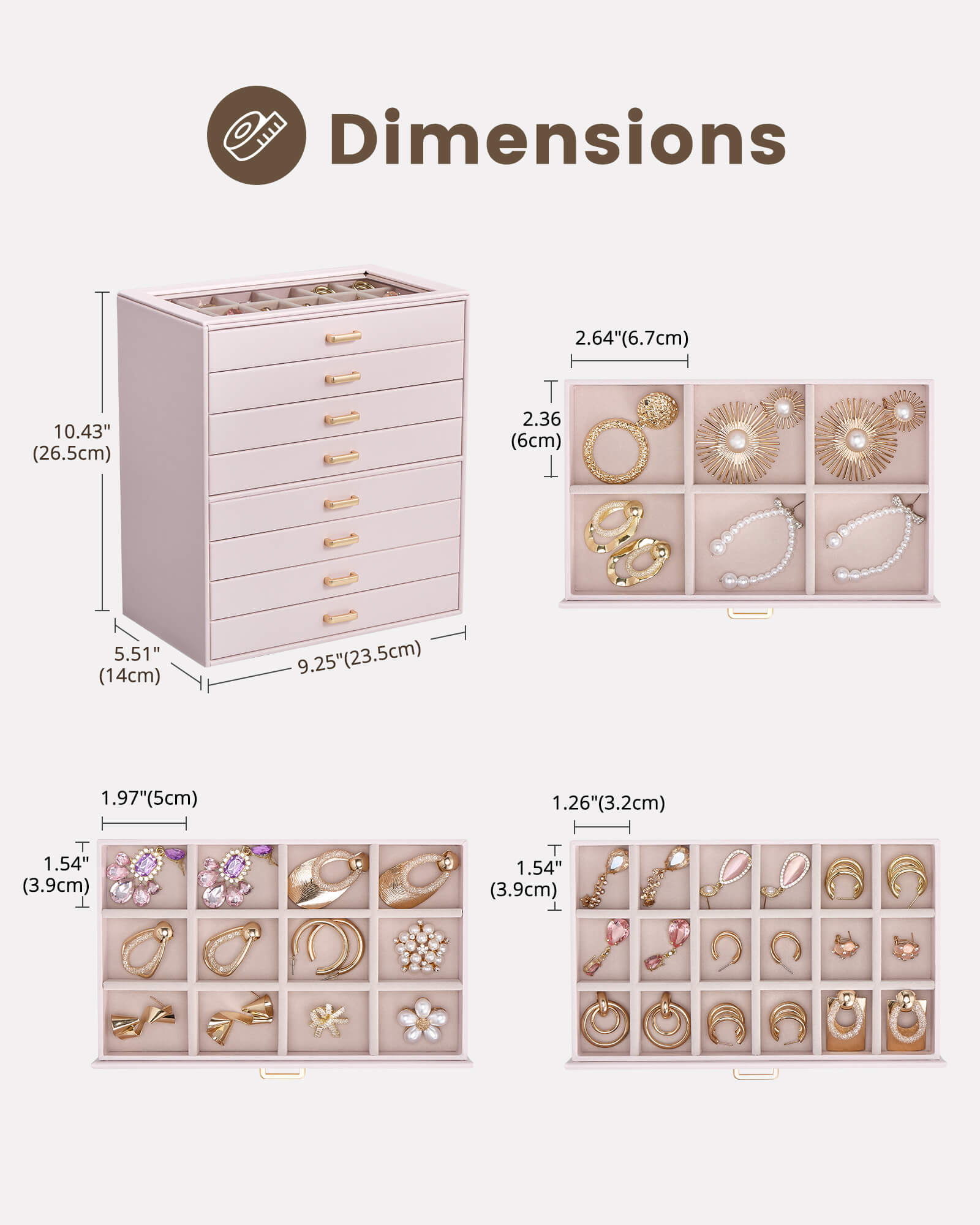 Aesthetic Jewelry Box Organizers and Storage for Rings & Earrings with Clear Lid