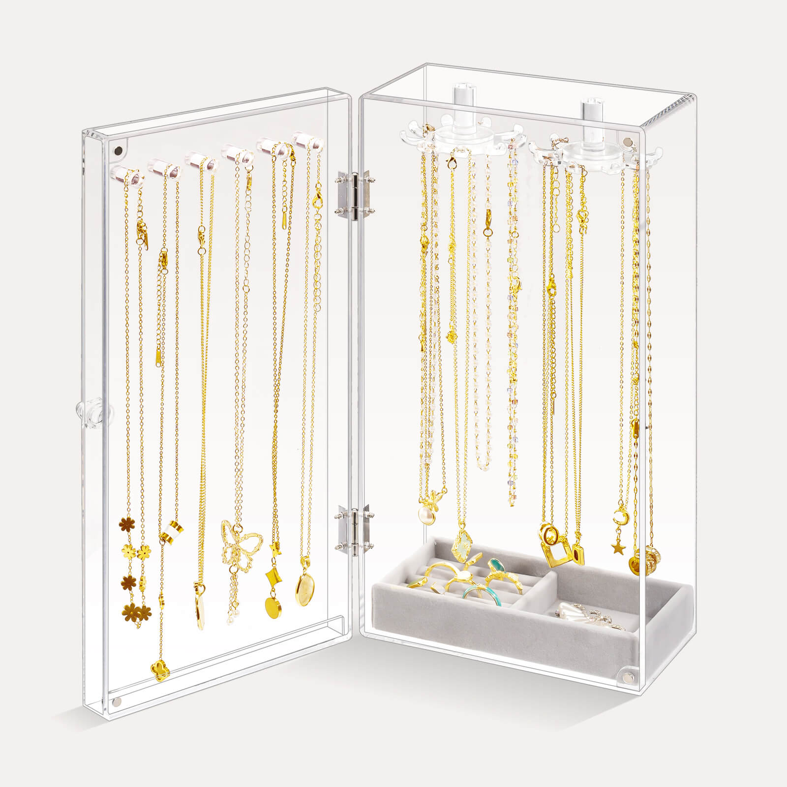 Acrylic Jewelry Organizer with 24 Hooks Clear