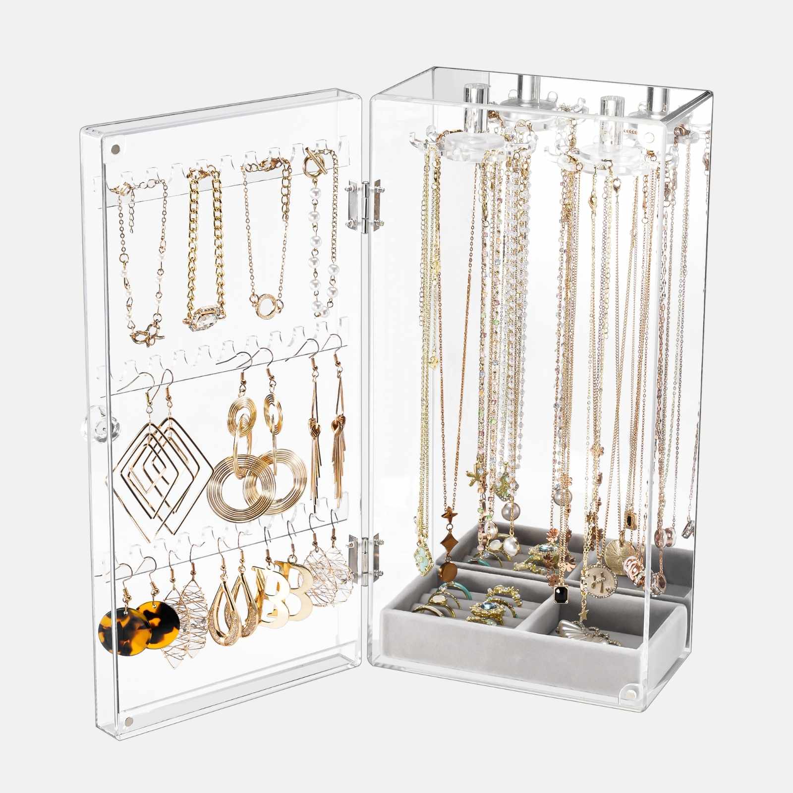 Boîte de rangement pour bijoux en acrylique anti-poussière 