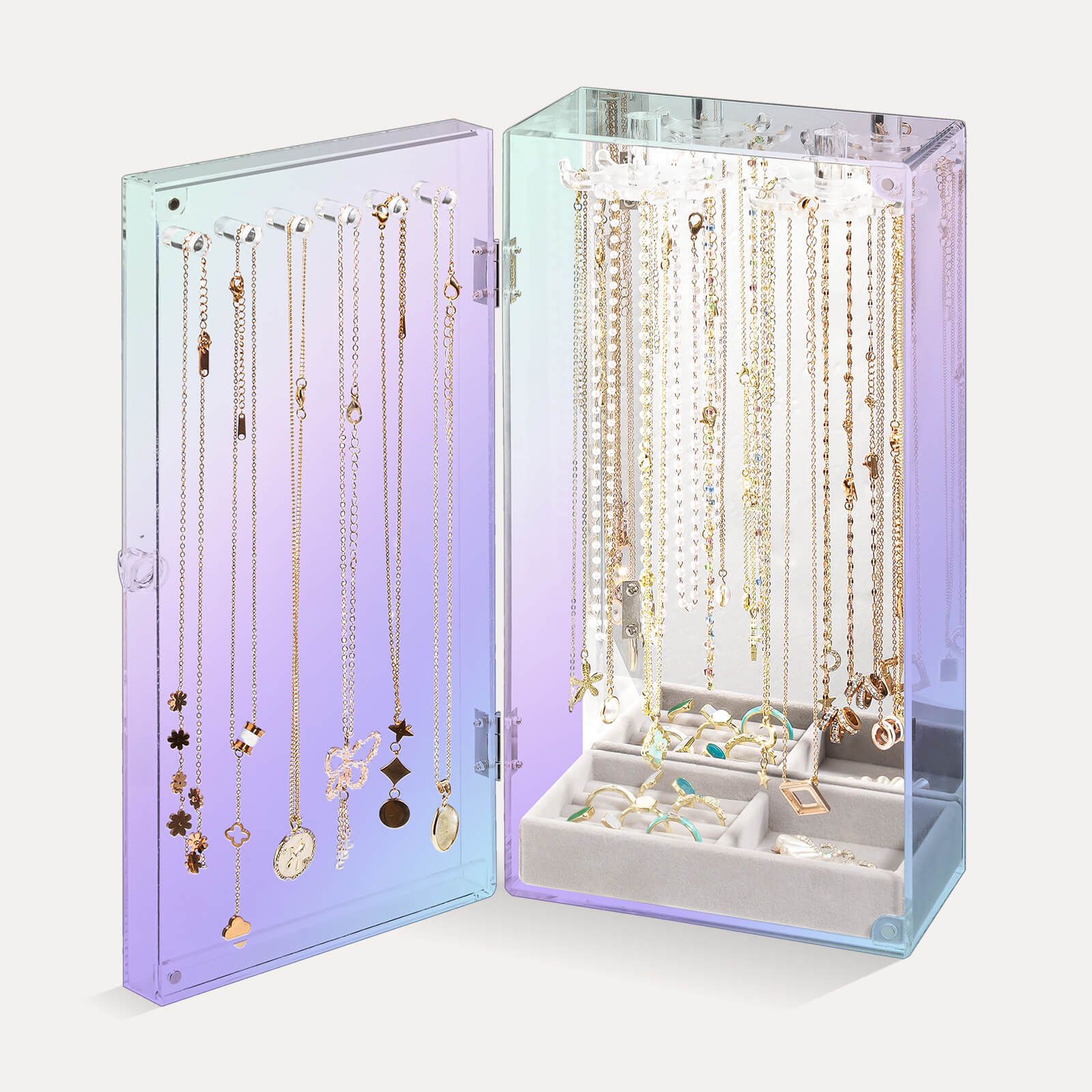 Acrylic Jewelry Organizer with 24 Hooks Lasermirror