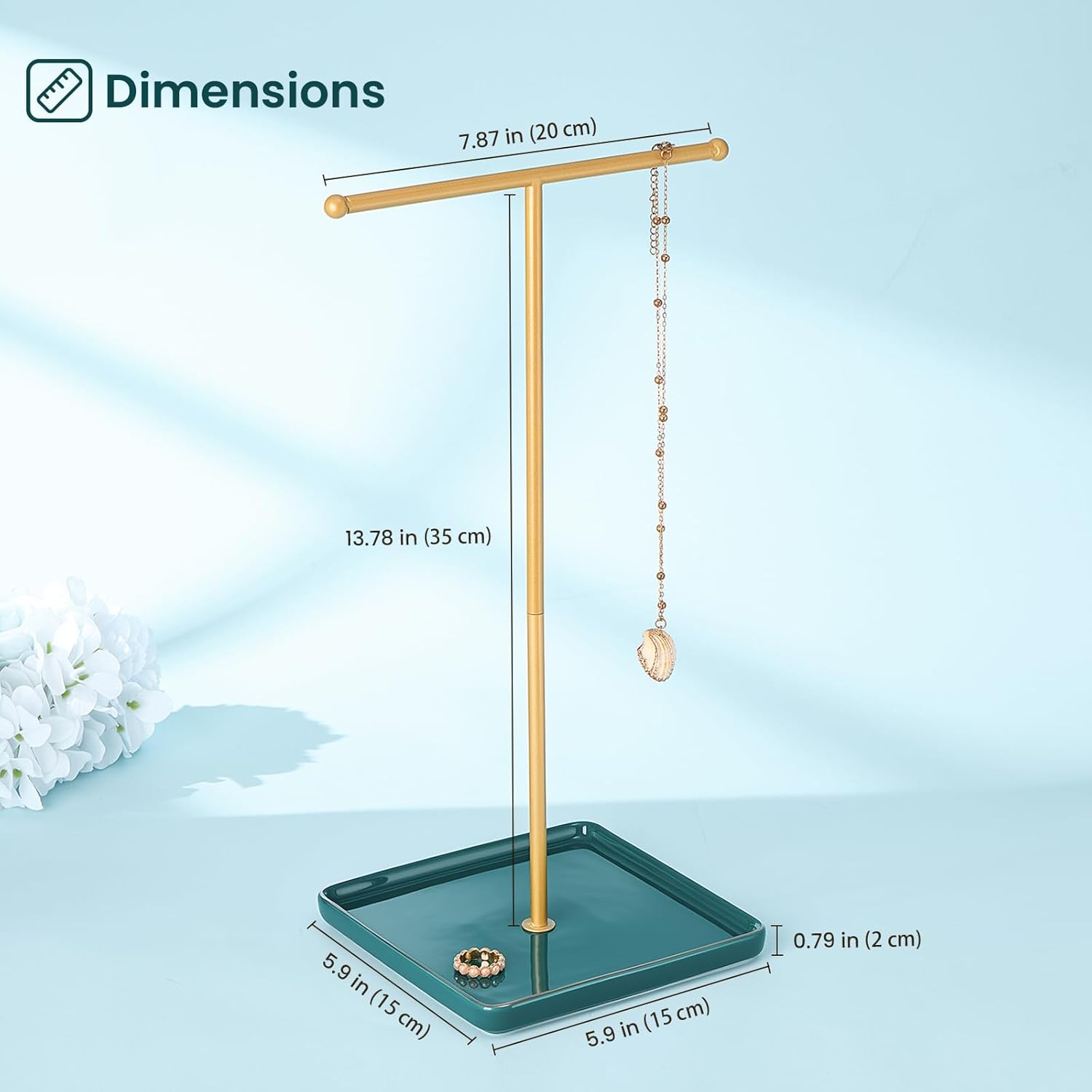 Necklace Display Stand with Ceramic Base Tray