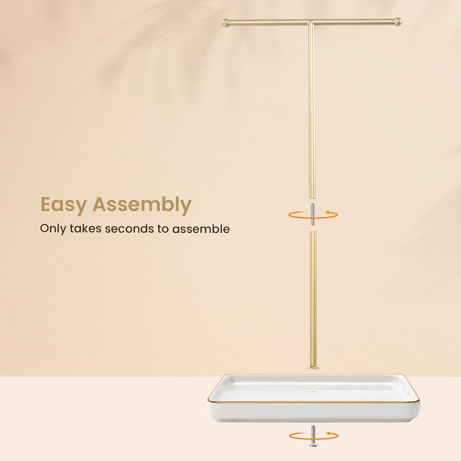 Necklace Display Stand with Ceramic Base Tray