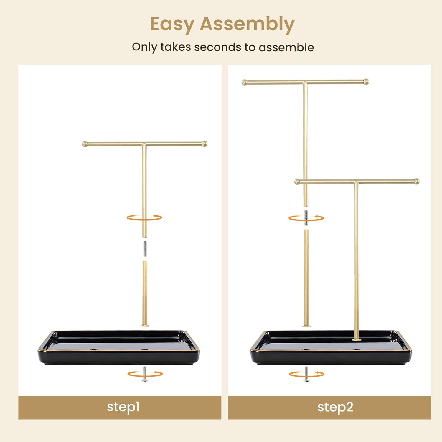 Necklace Display Stand with Ceramic Base Tray