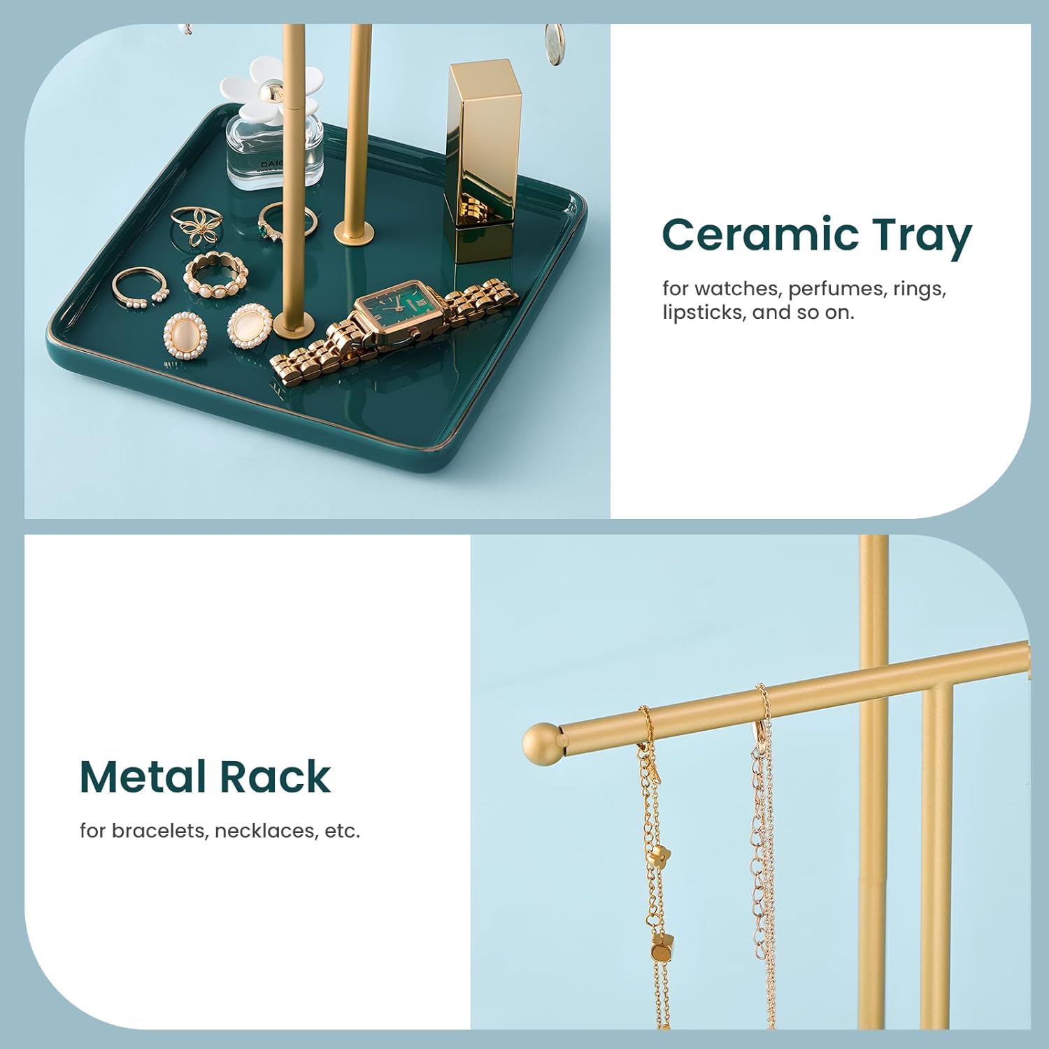 Necklace Display Stand with Ceramic Base Tray