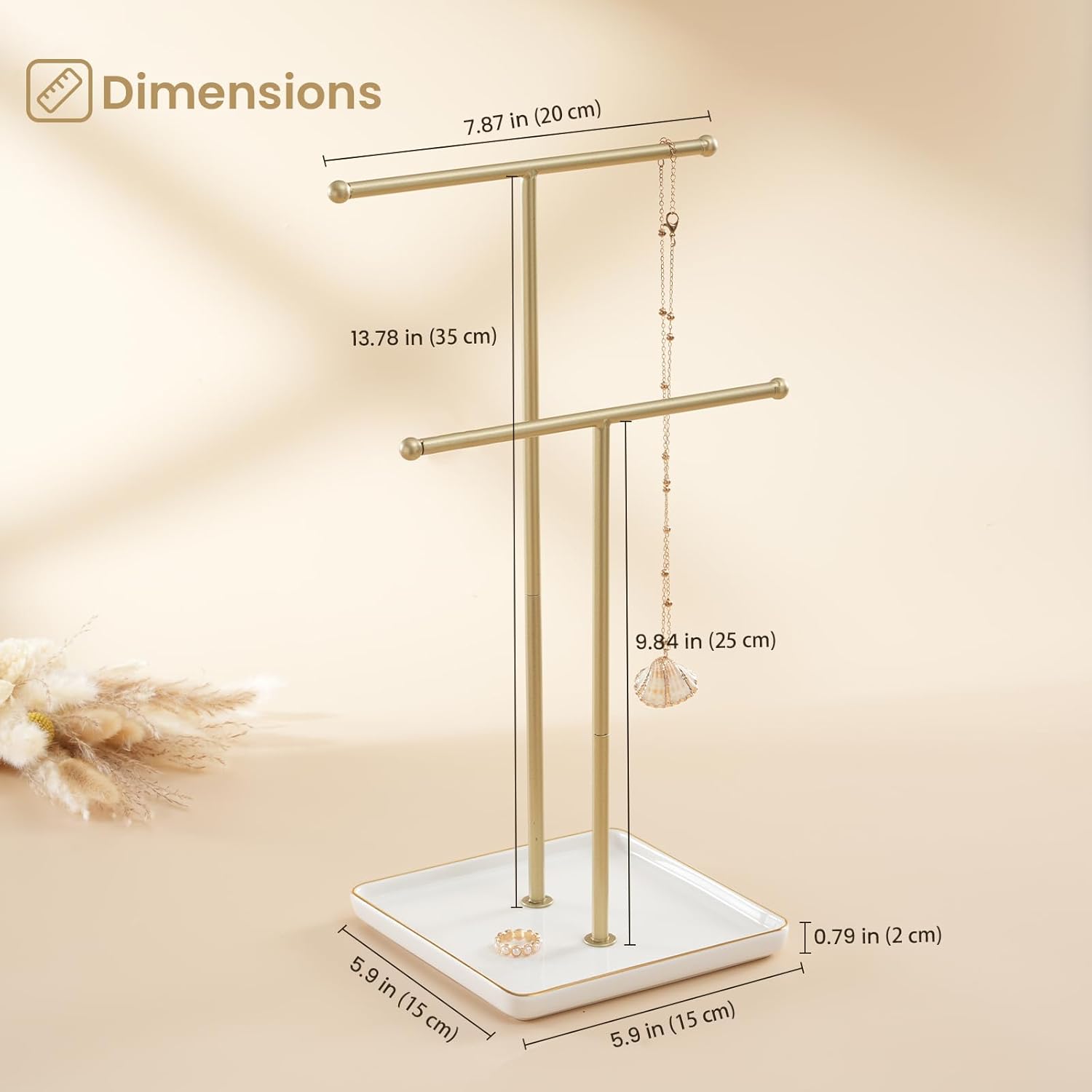 Necklace Display Stand with Ceramic Base Tray