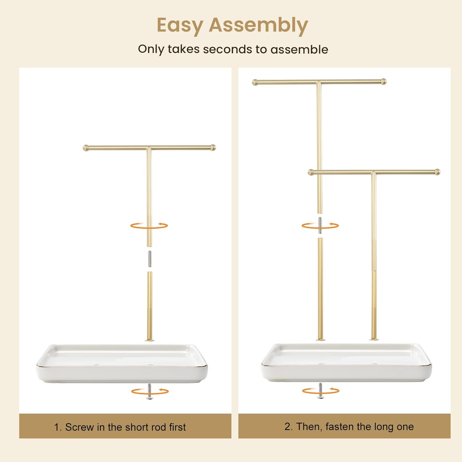Necklace Display Stand with Ceramic Base Tray